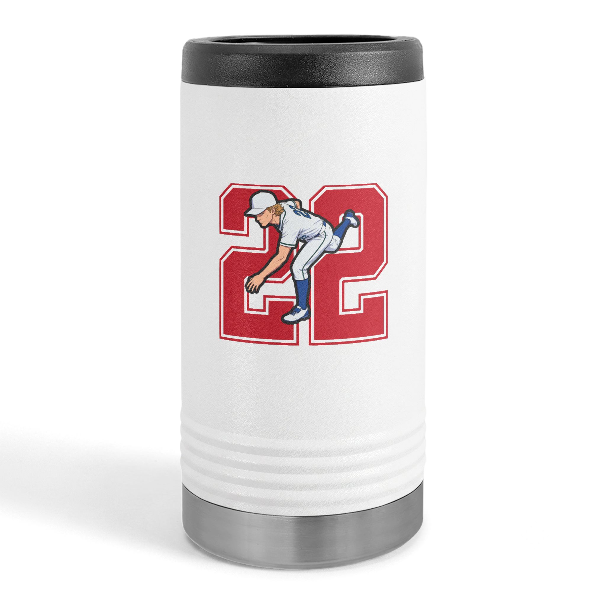 Slim Stainless Can Cooler — character_number in White
