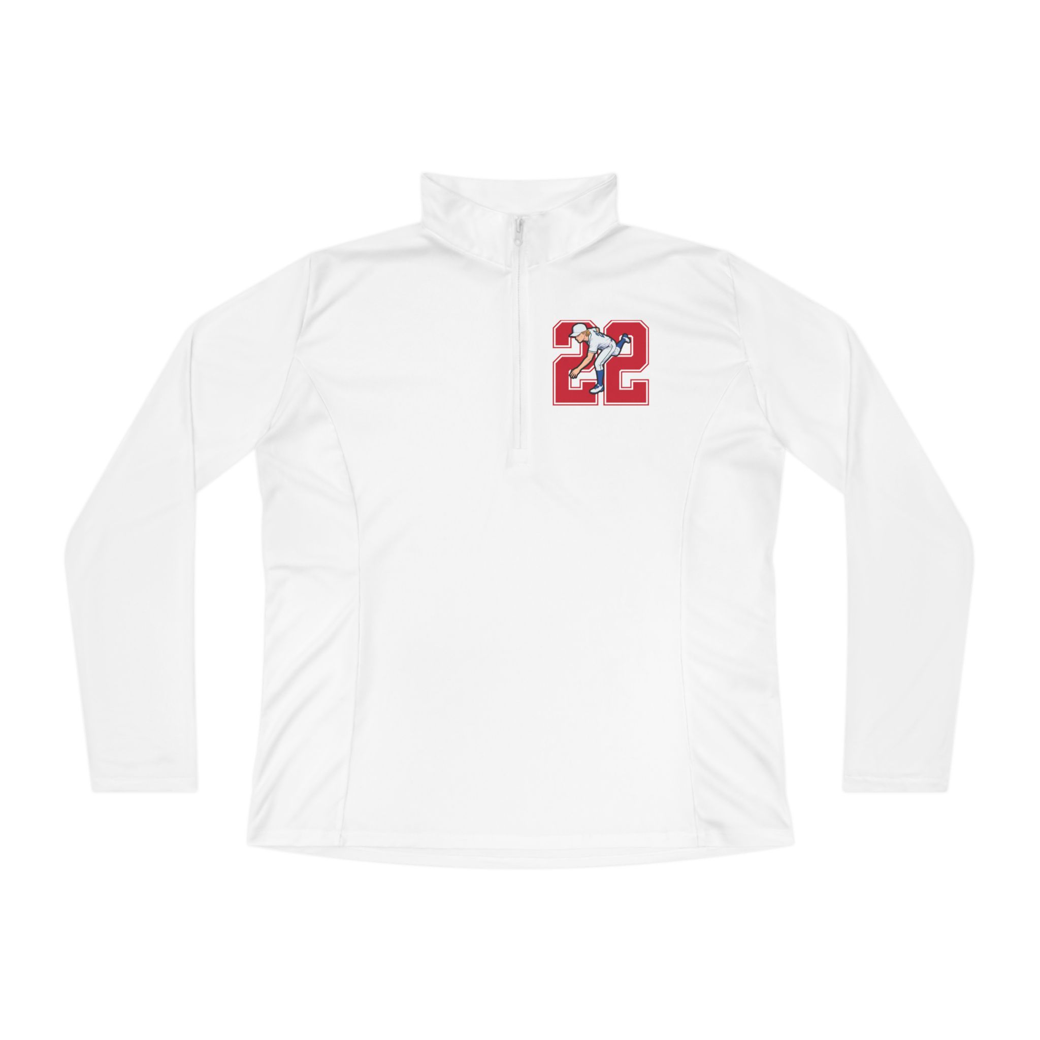 Women's Q-Zip Pullover — character_number in White