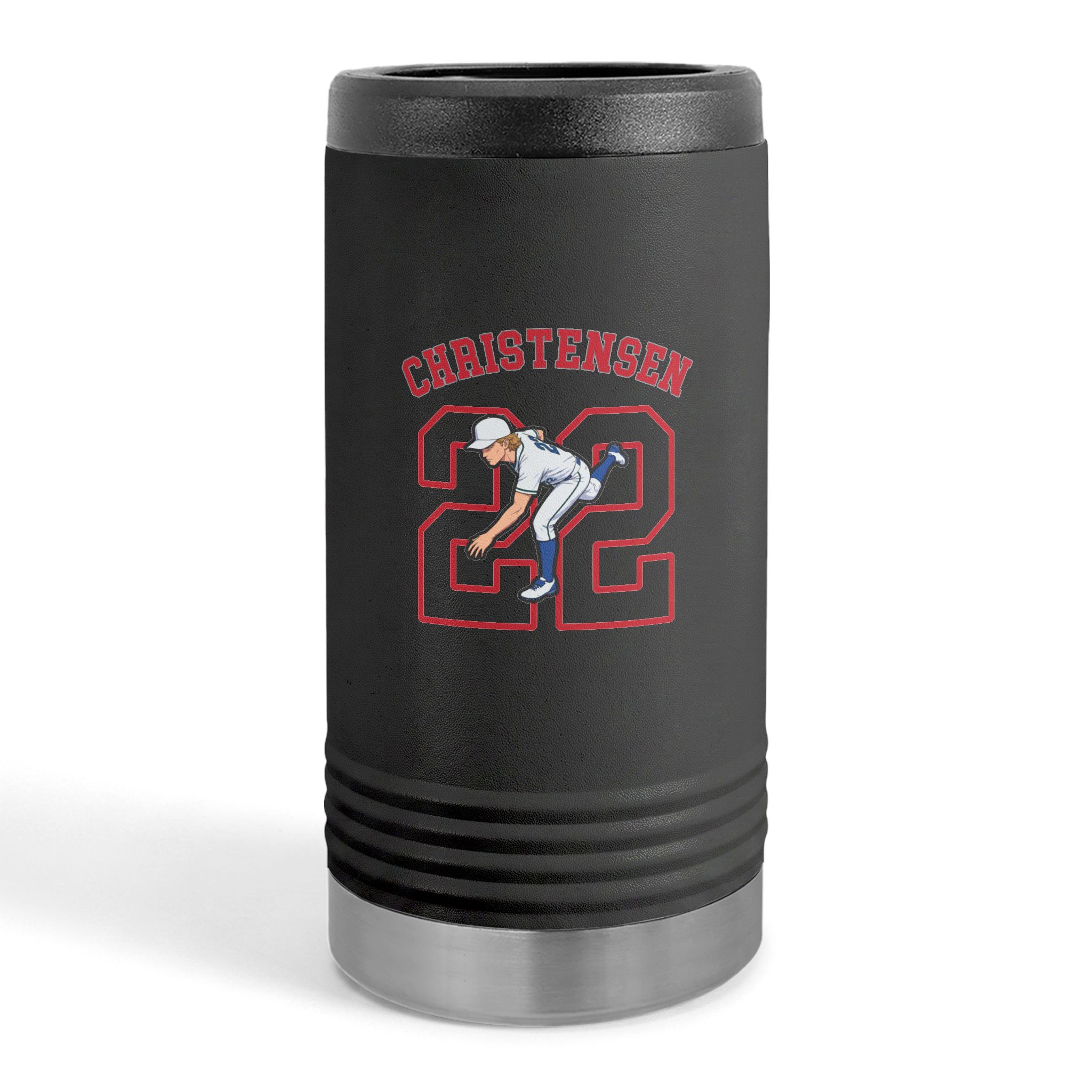 Slim Stainless Can Cooler — character_shirsey_arch in Black
