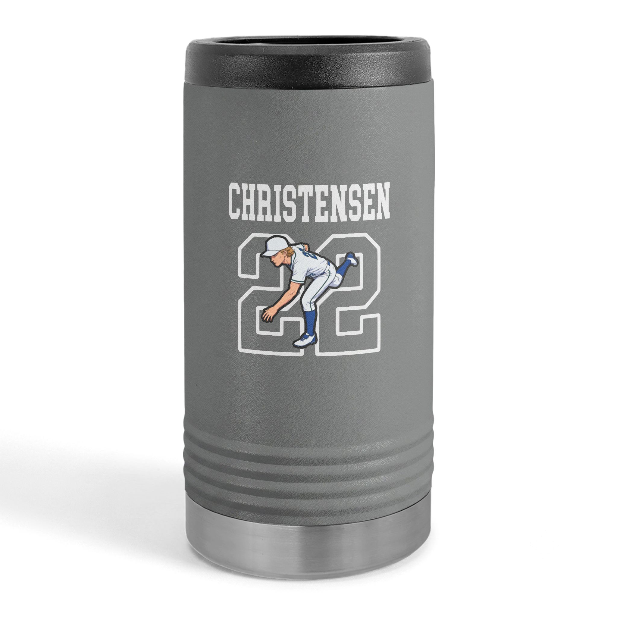 Slim Stainless Can Cooler — character_shirsey in Grey