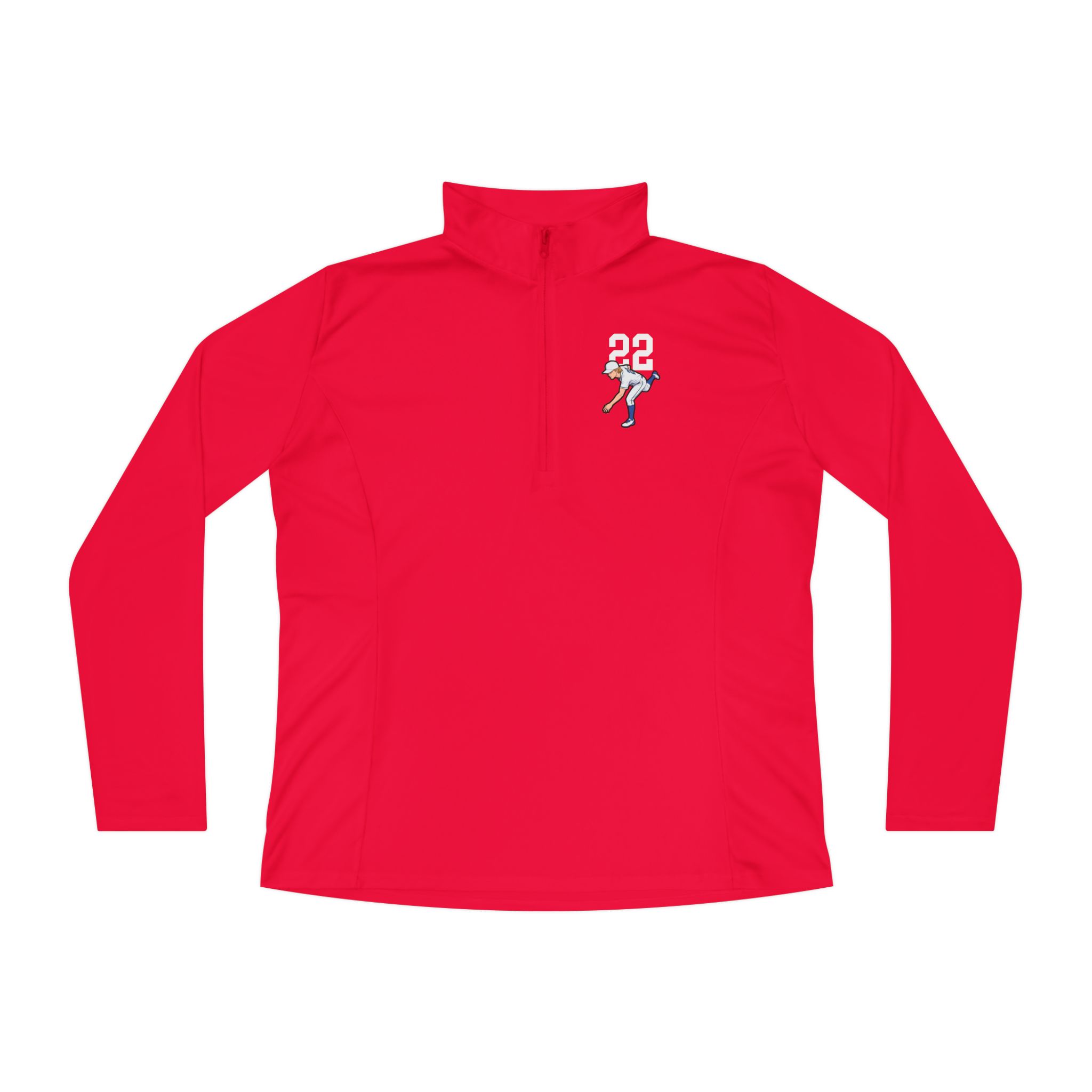 Women's Q-Zip Pullover — character_number_top in Red