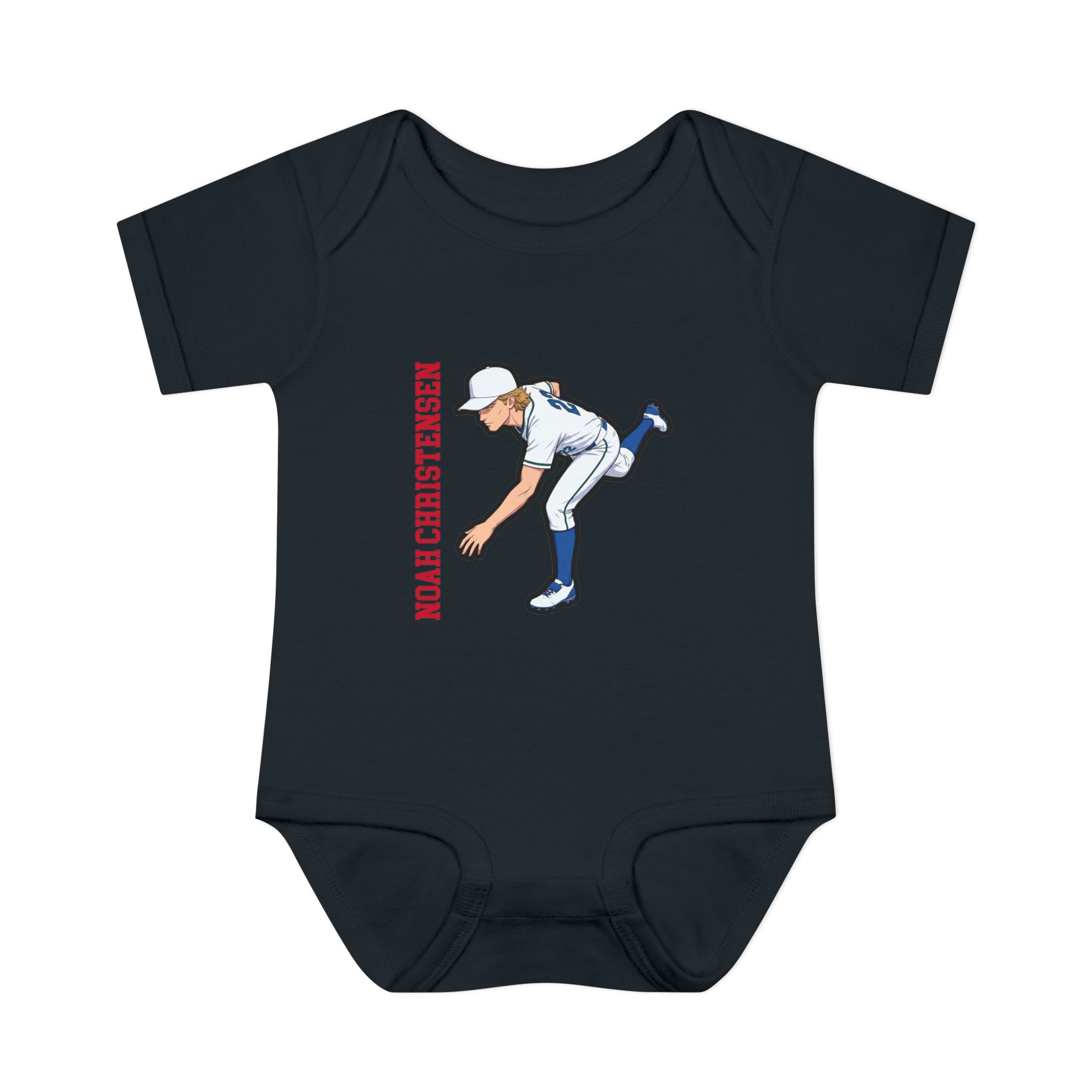 Baby Onesie — character_name_vertical in Black