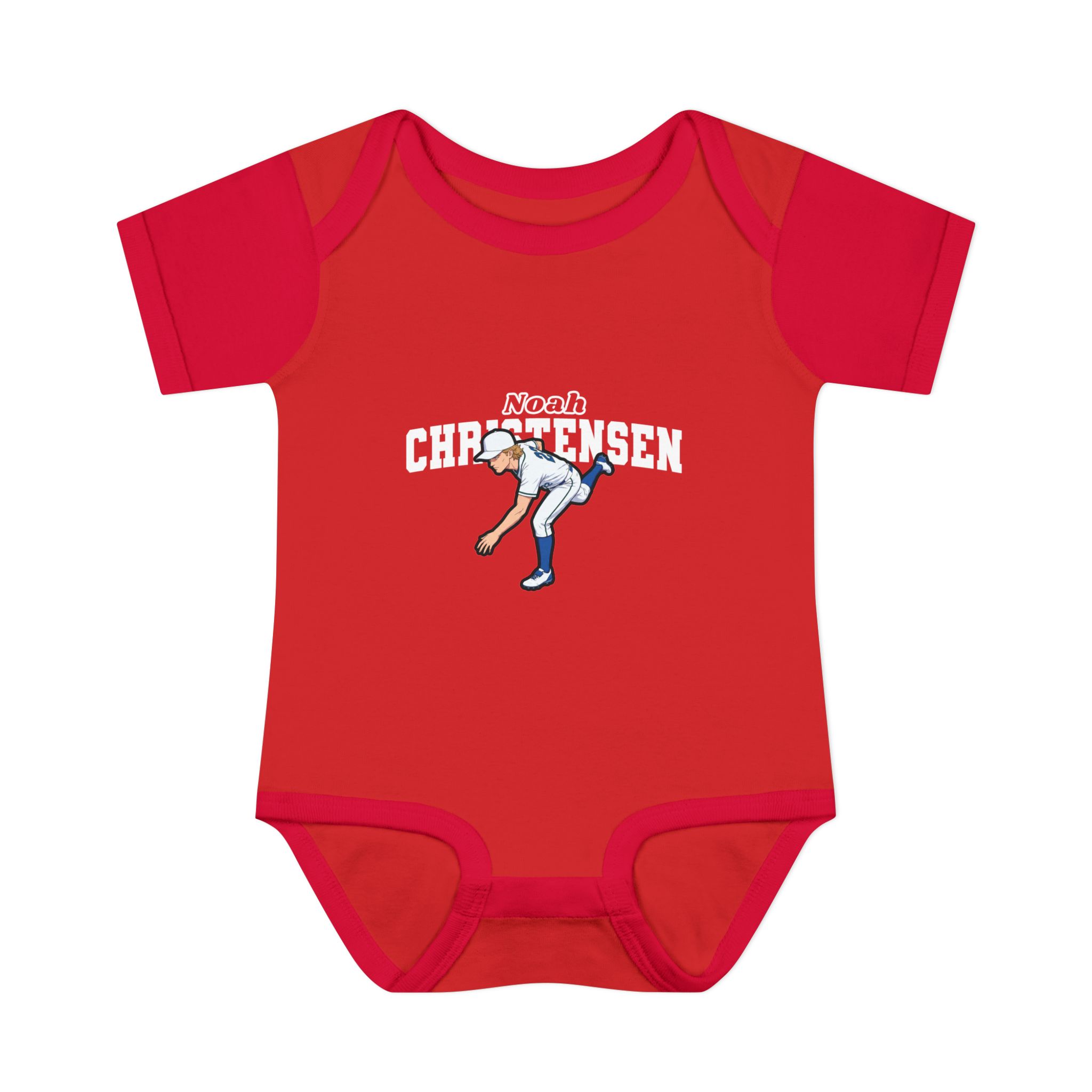 Baby Onesie — character_name_arch in Red