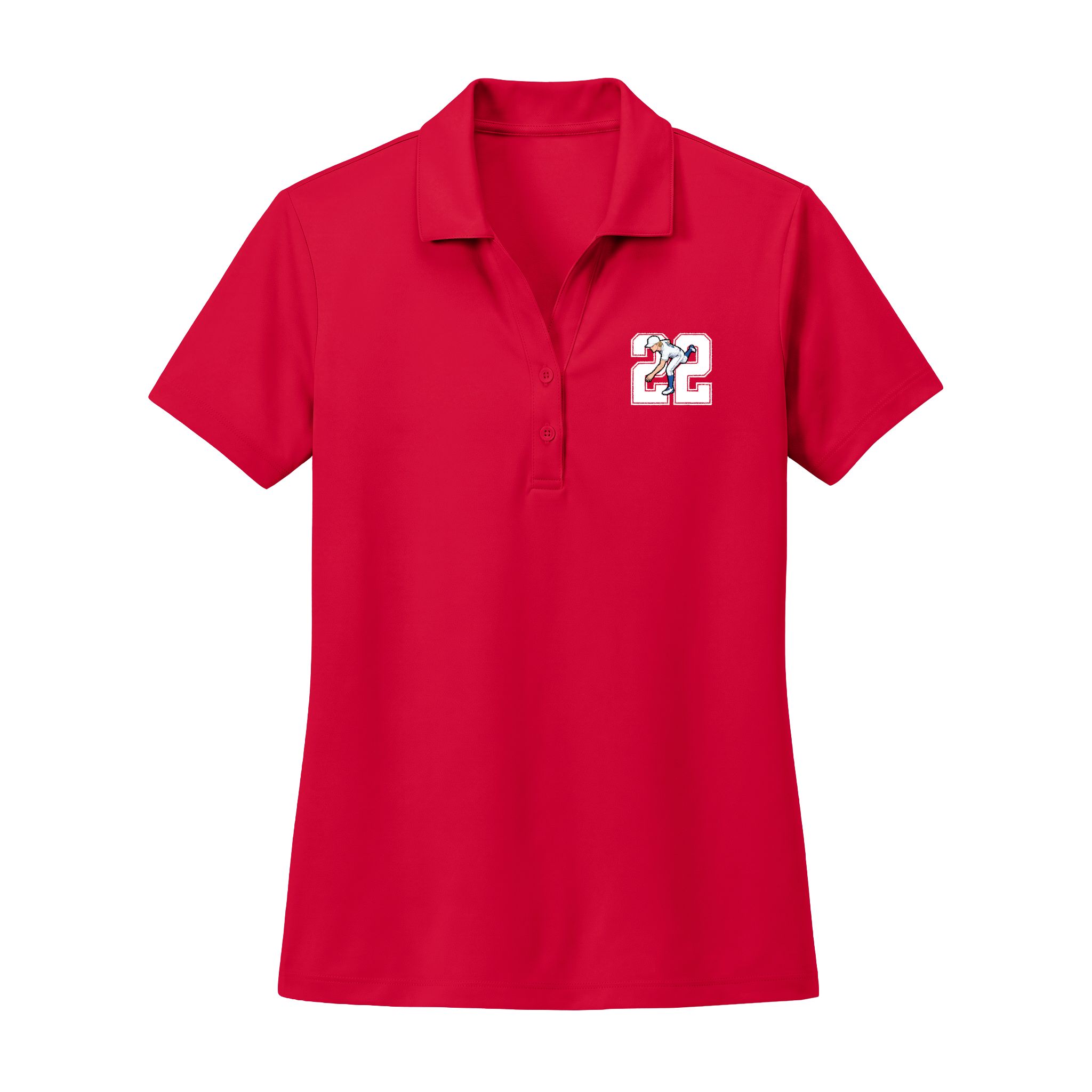 Women's Polo — character_number in Red