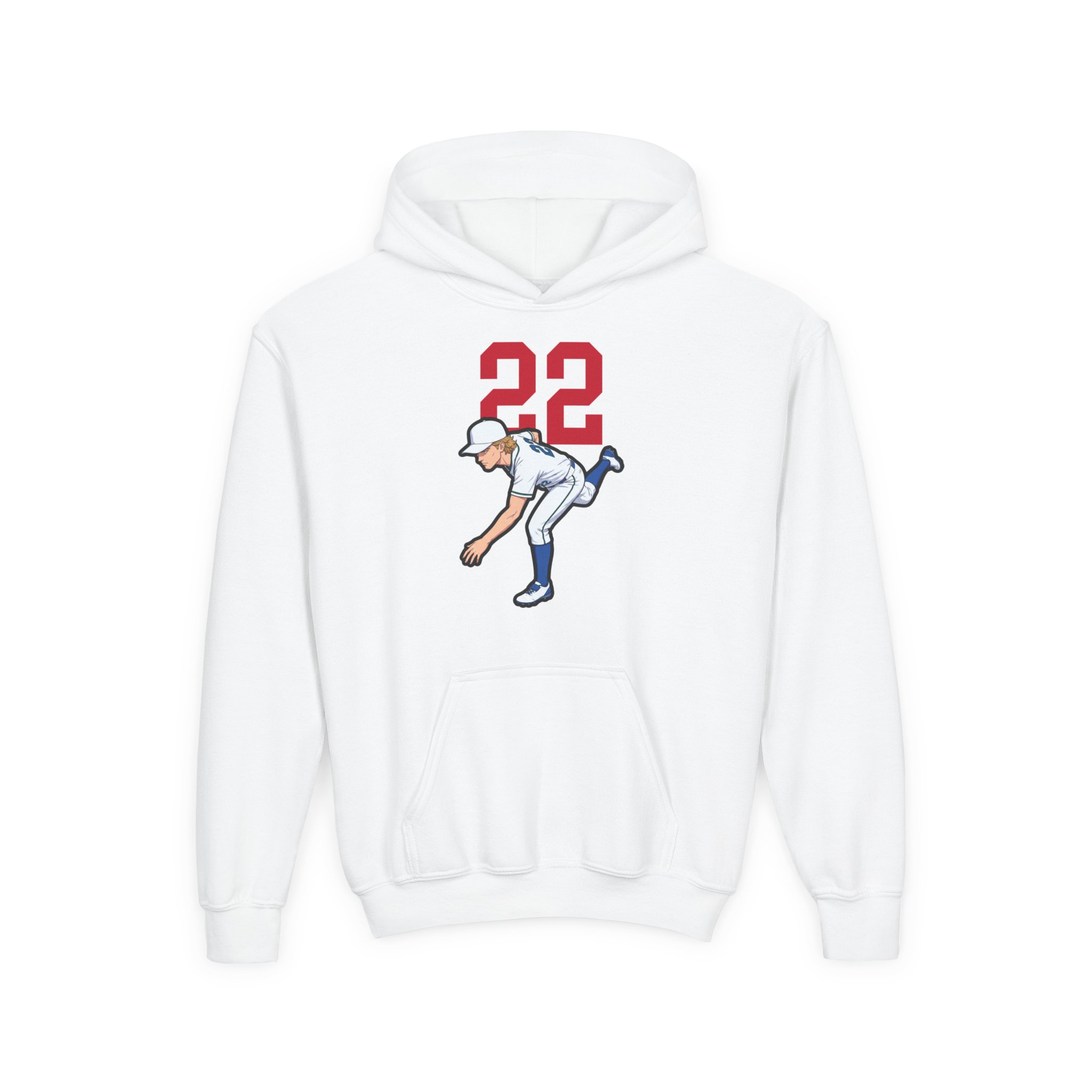 Youth Hoodie — character_number_top in White