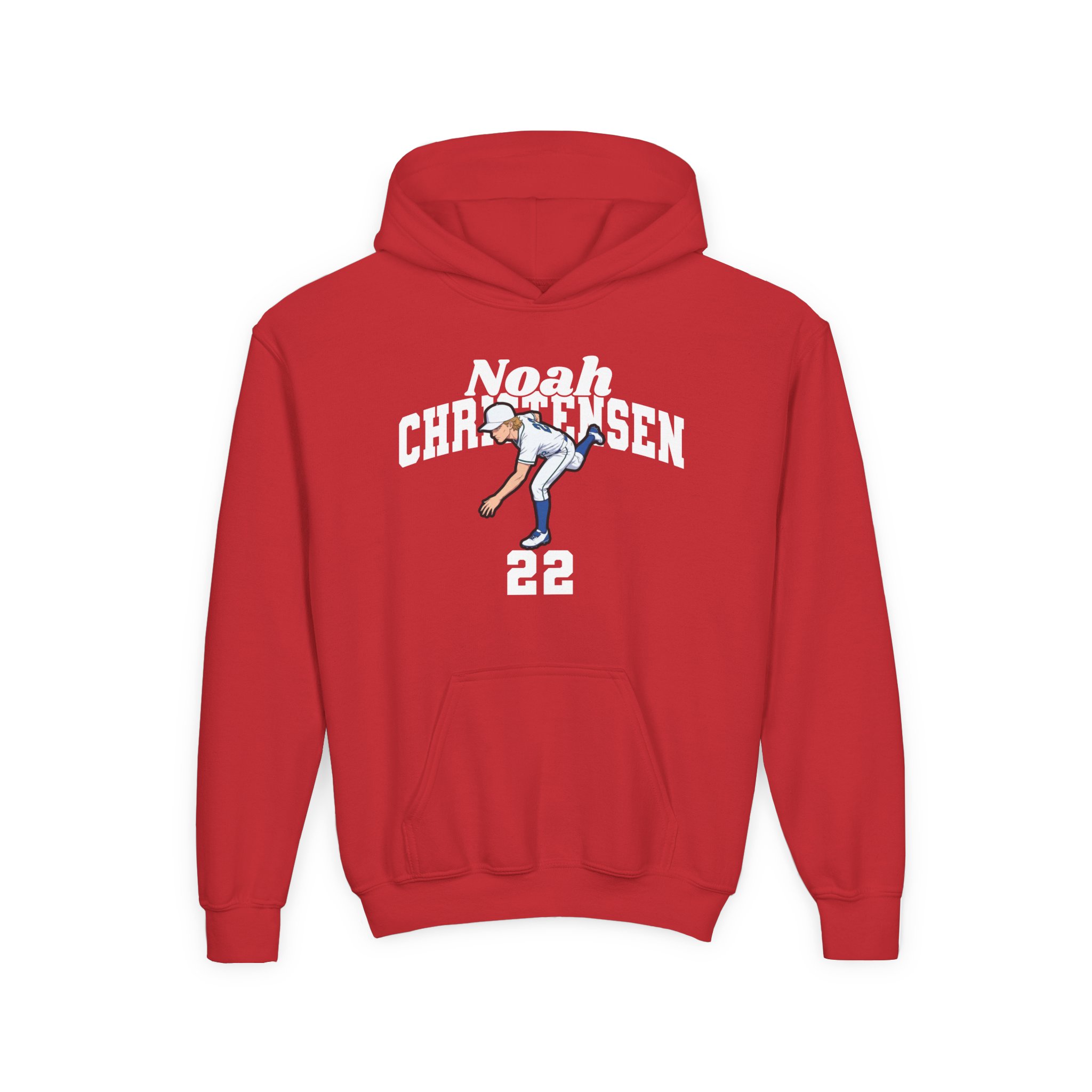 Youth Hoodie — character_signature_arch in Red