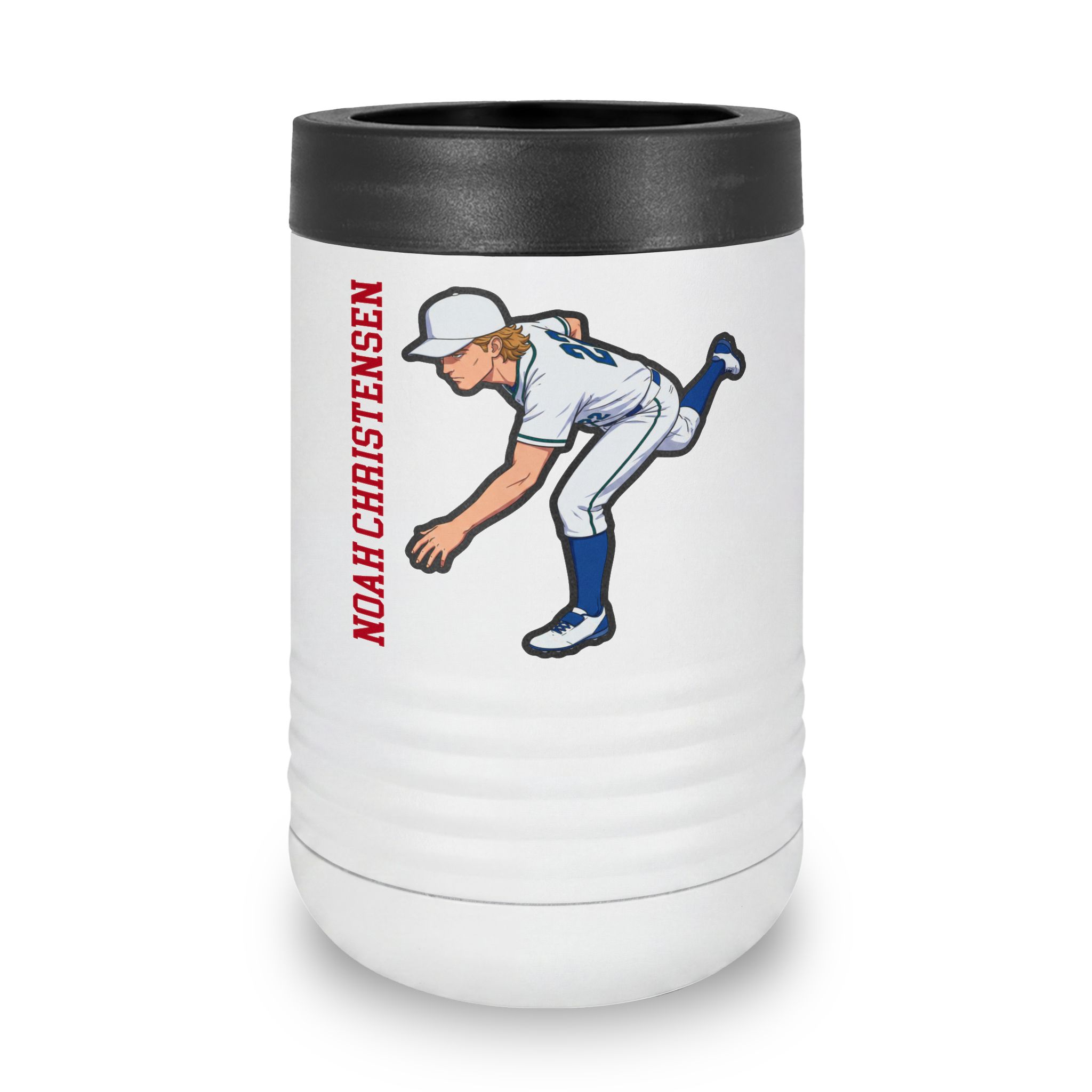 Stainless Can Cooler — character_name_vertical in White