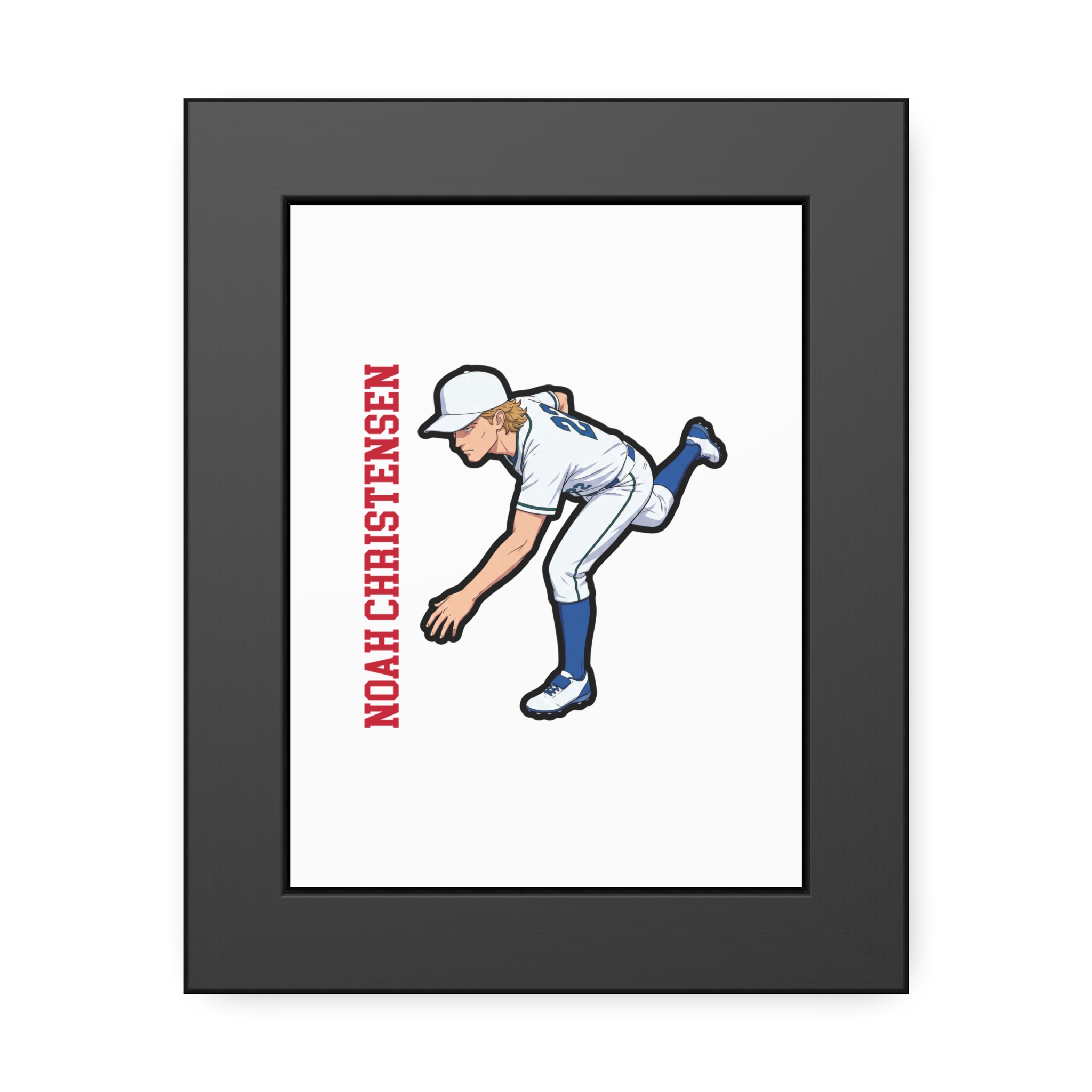 Framed Poster — character_name_vertical in Black