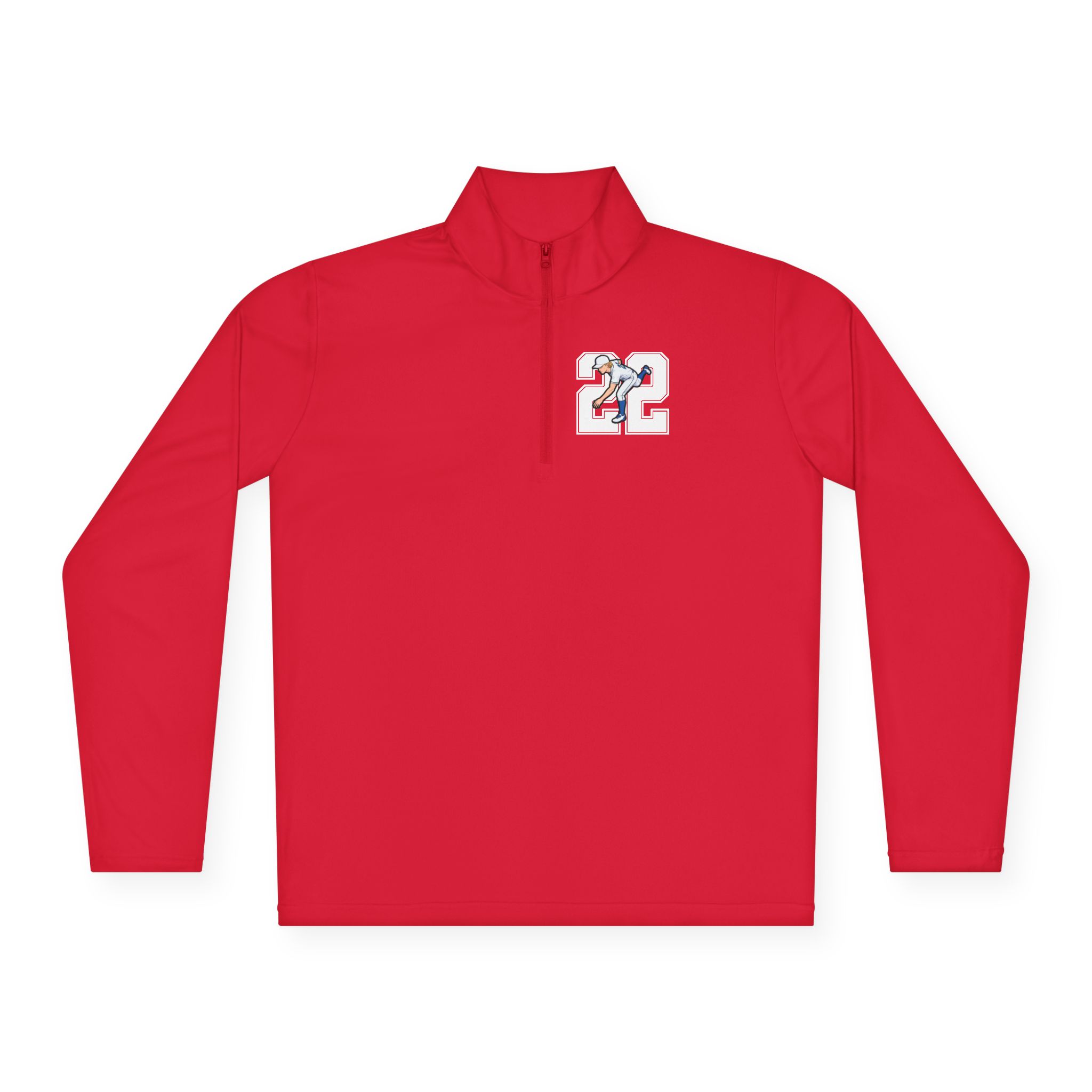 Q-Zip Pullover — character_number in Red