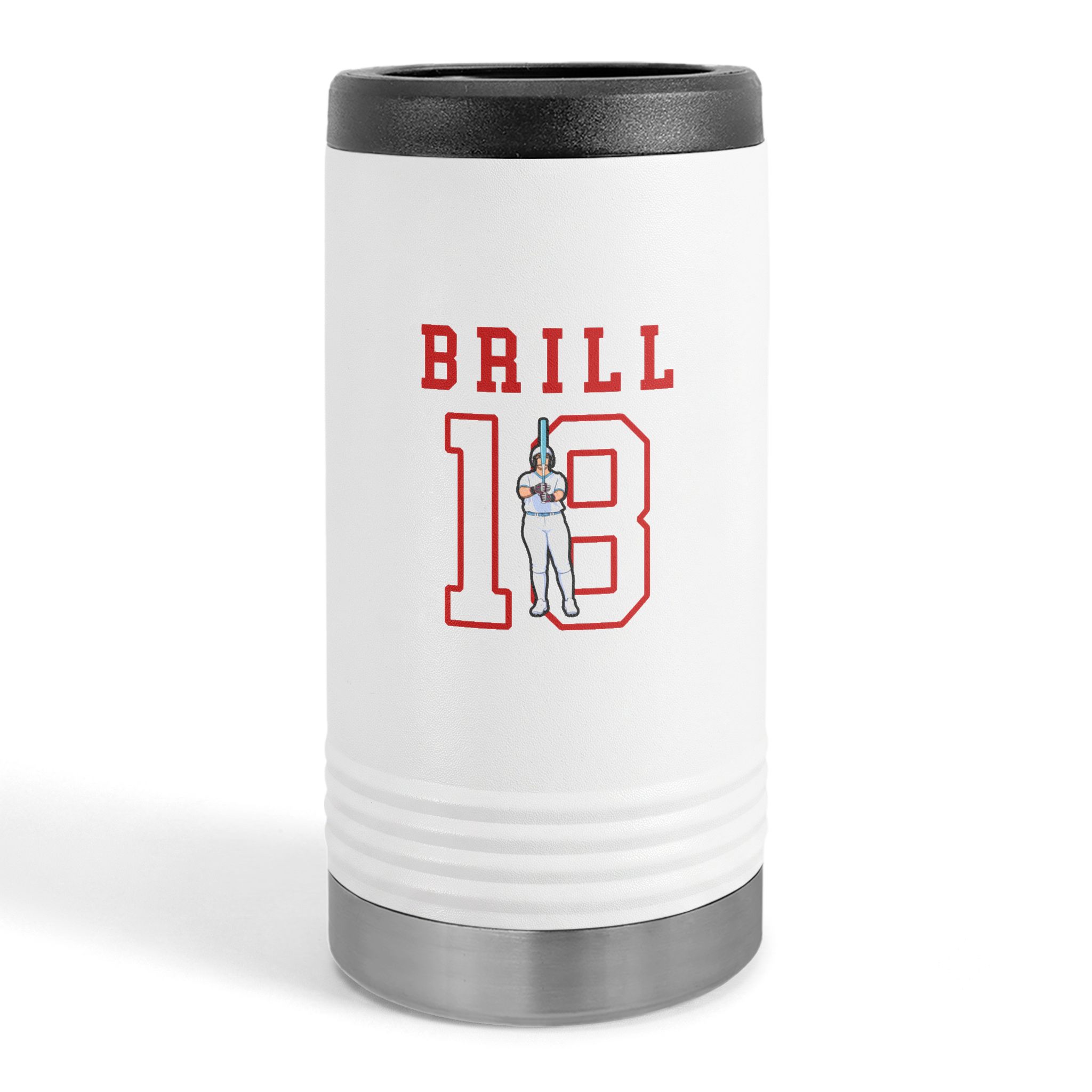 Slim Stainless Can Cooler — character_shirsey in White