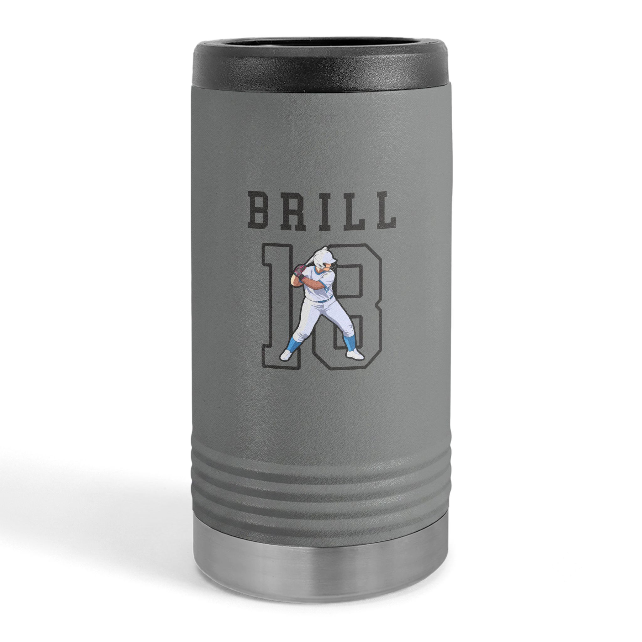 Slim Stainless Can Cooler — character_shirsey in Grey