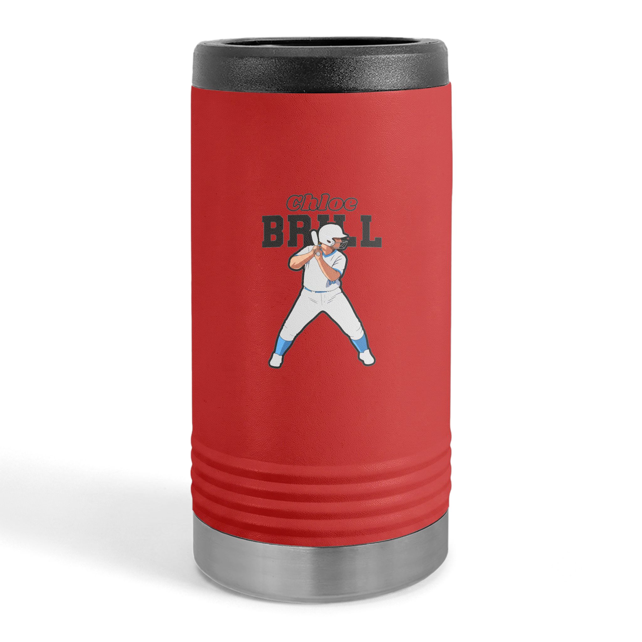 Slim Stainless Can Cooler — character_name_arch in Red