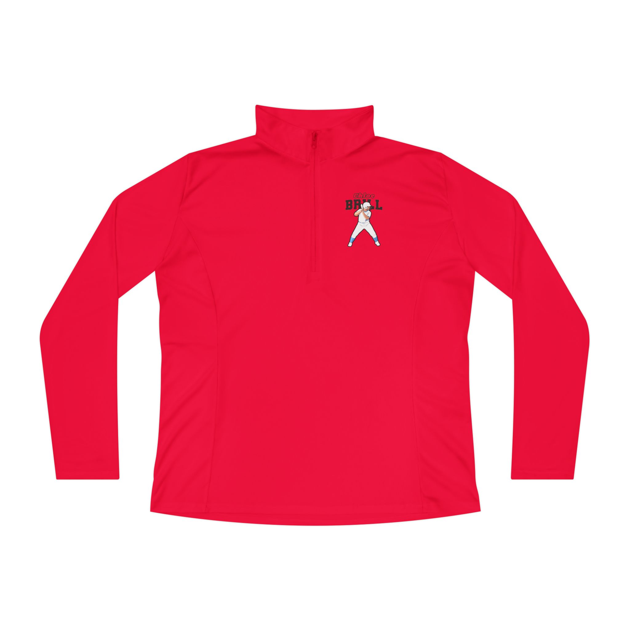 Women's Q-Zip Pullover — character_name_arch in Red