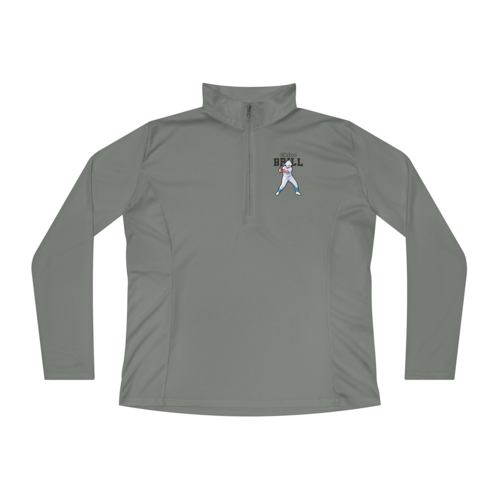 Women's Q-Zip Pullover — character_name_arch in Grey