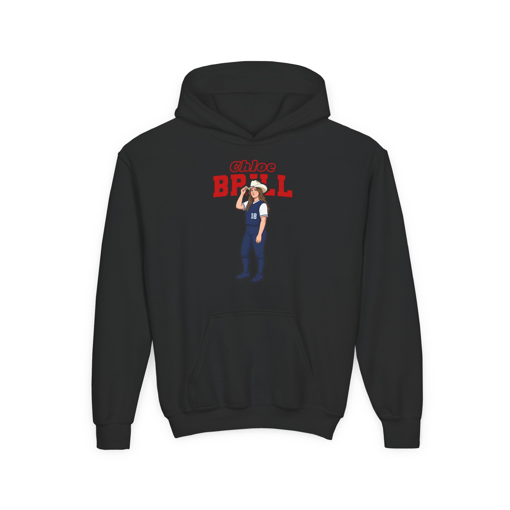 Youth Hoodie — character_name_arch in Black
