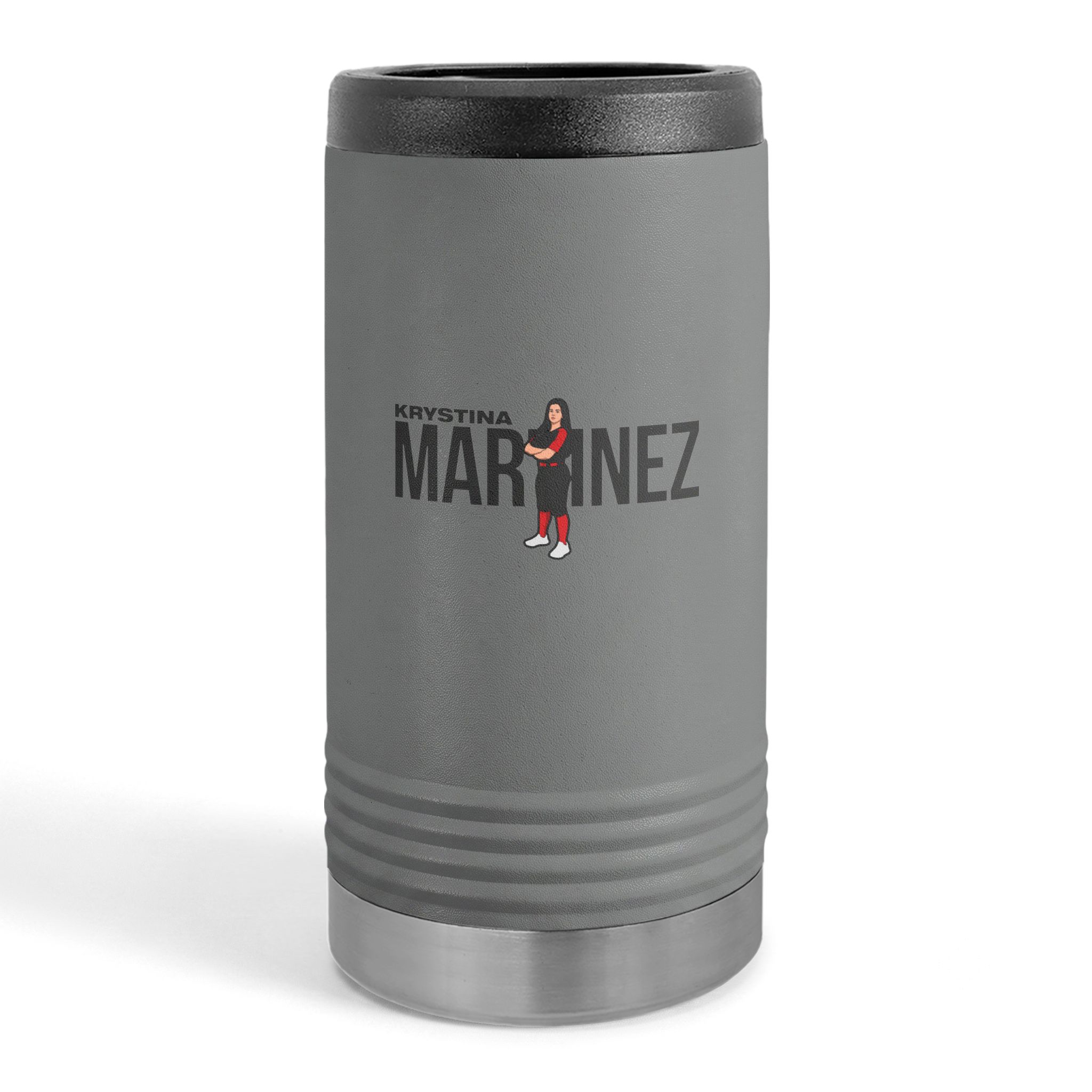 Slim Stainless Can Cooler — character_player_name in Grey