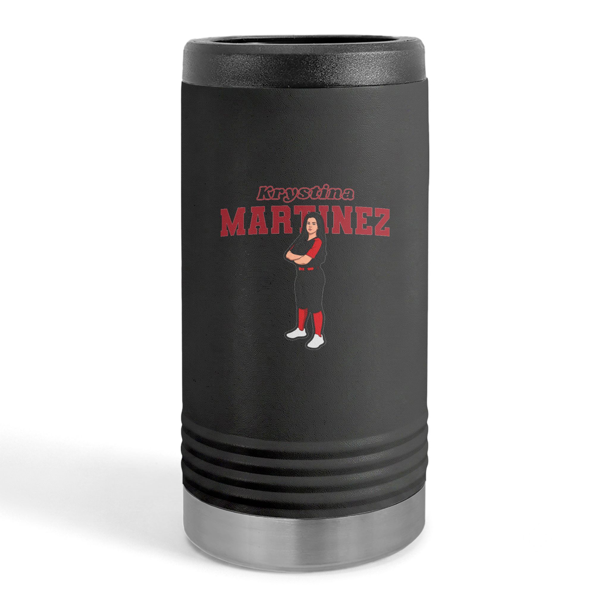 Slim Stainless Can Cooler — character_name_arch in Black
