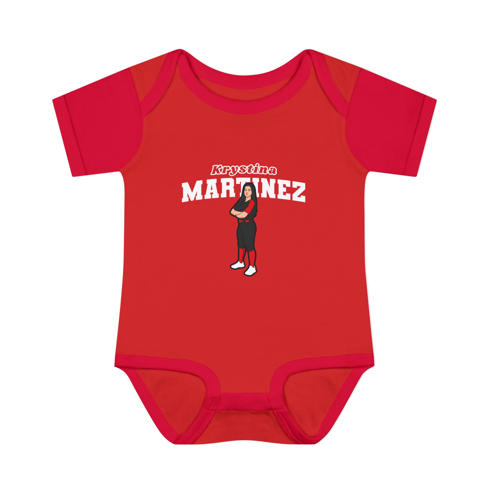 Baby Onesie — character_name_arch in Red