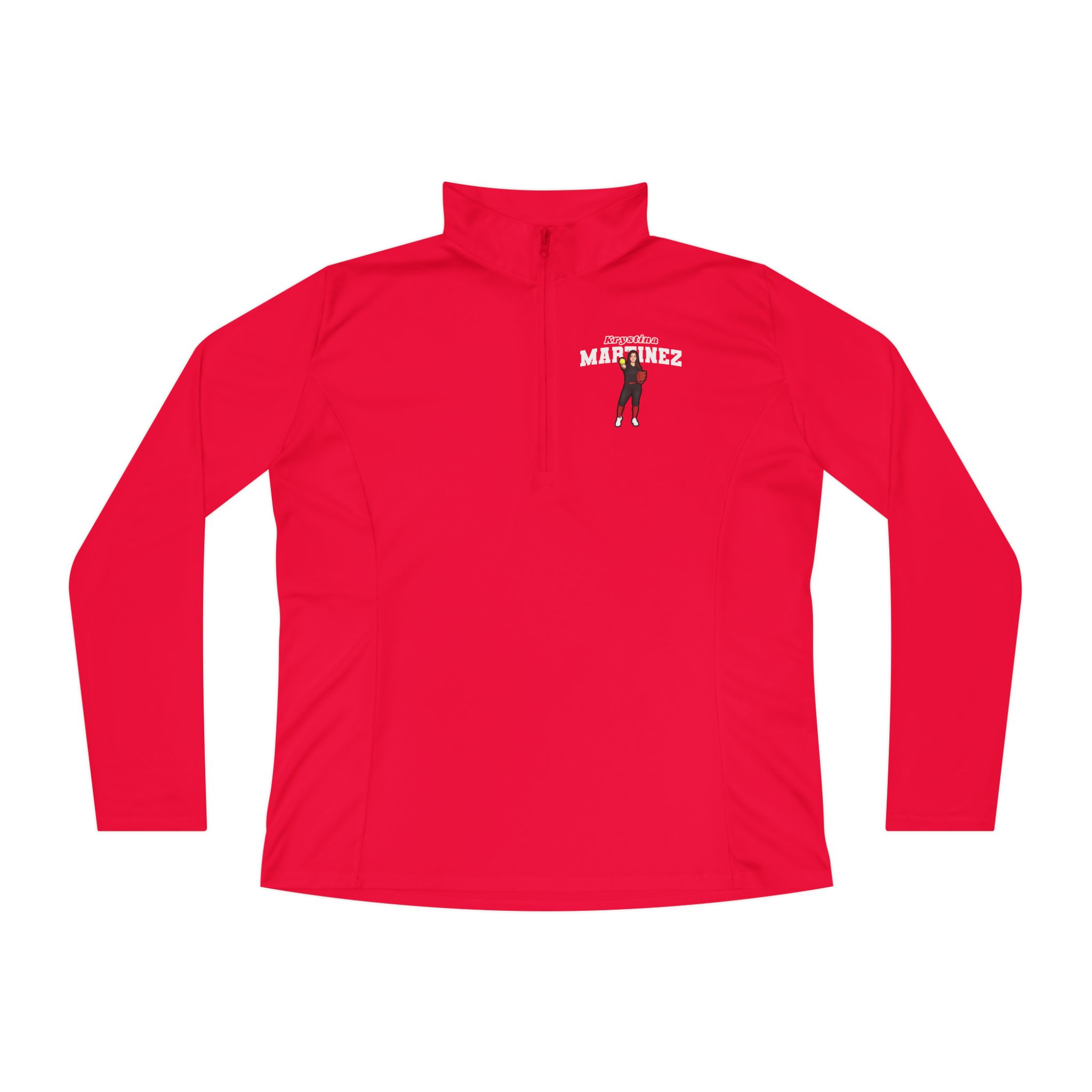 Women's Q-Zip Pullover — character_name_arch in Red