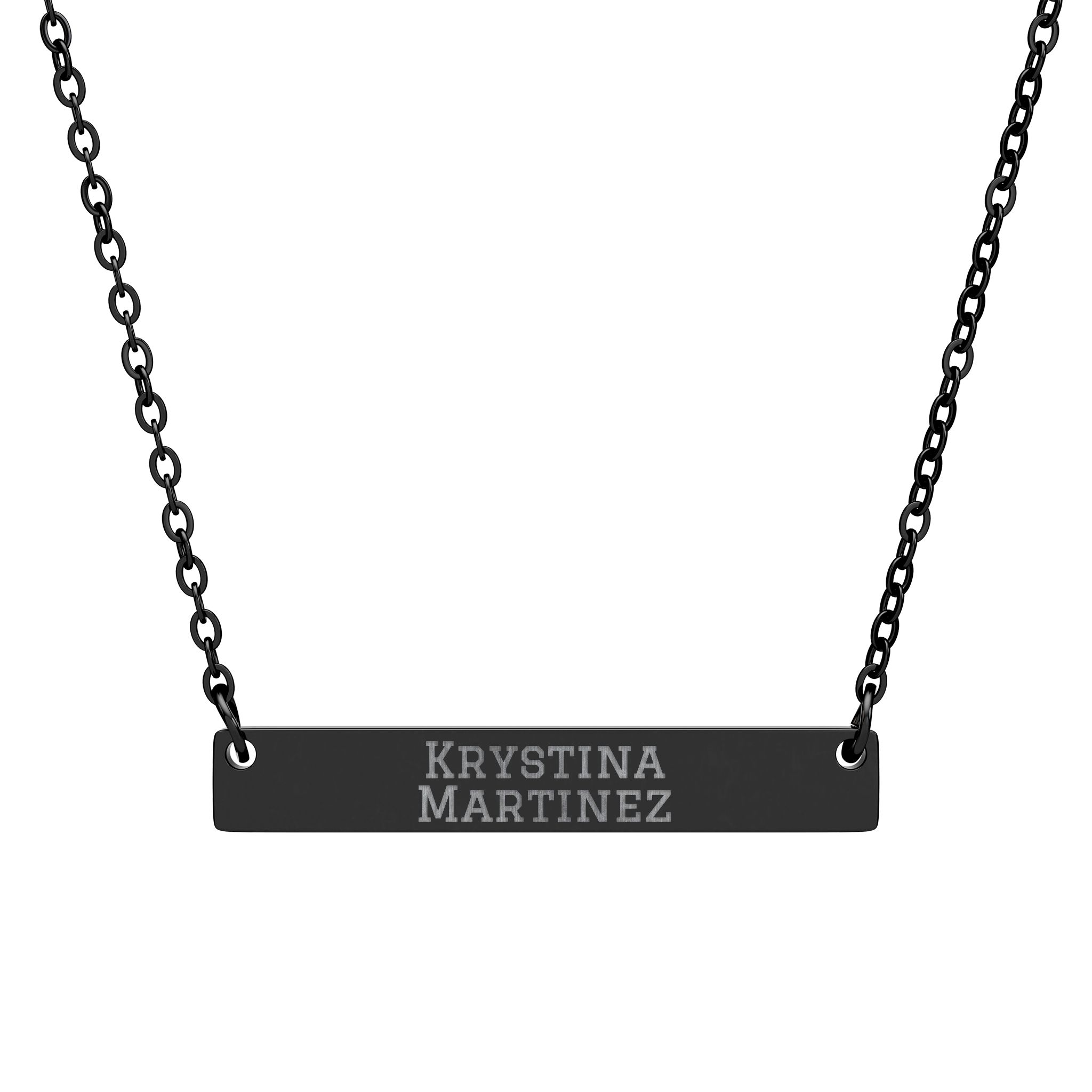 Engraved Bar Necklace — Classic in Black