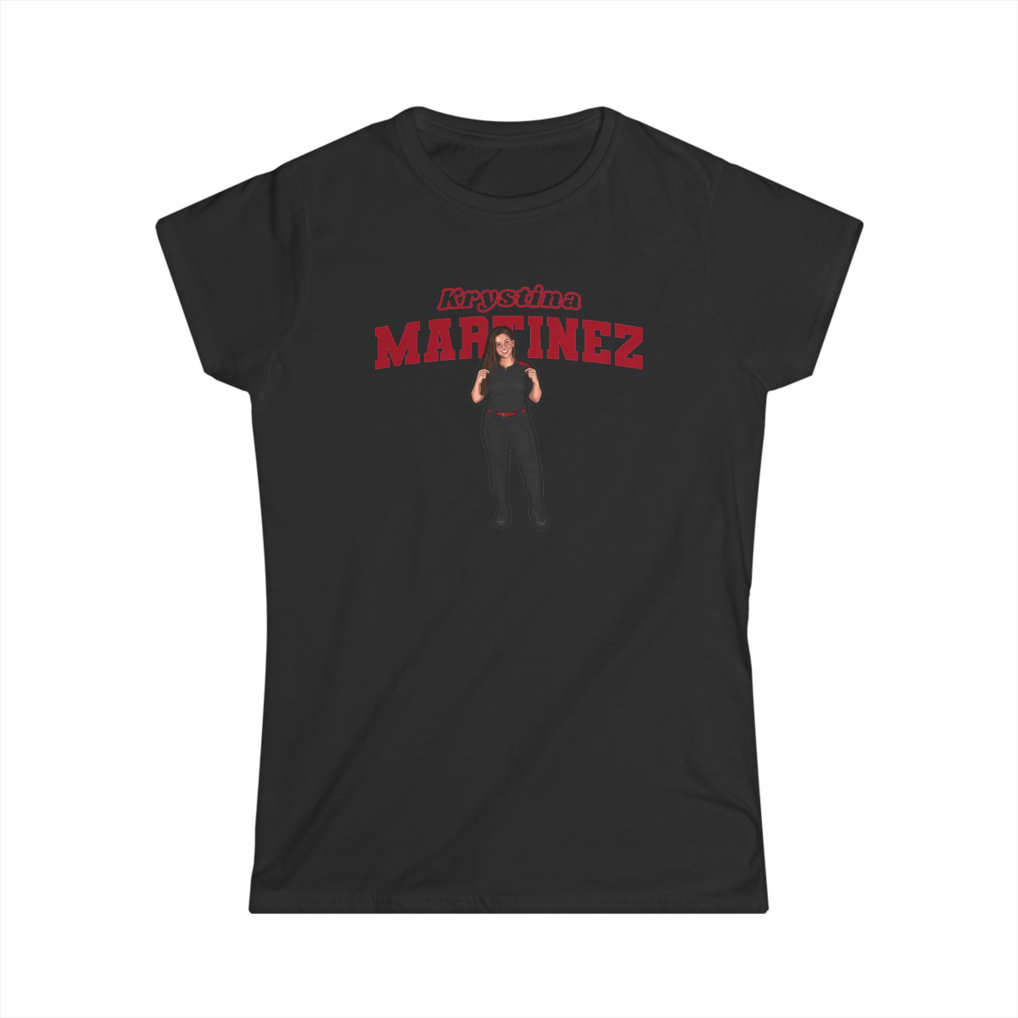 Women's Softstyle Tee — character_name_arch in Black