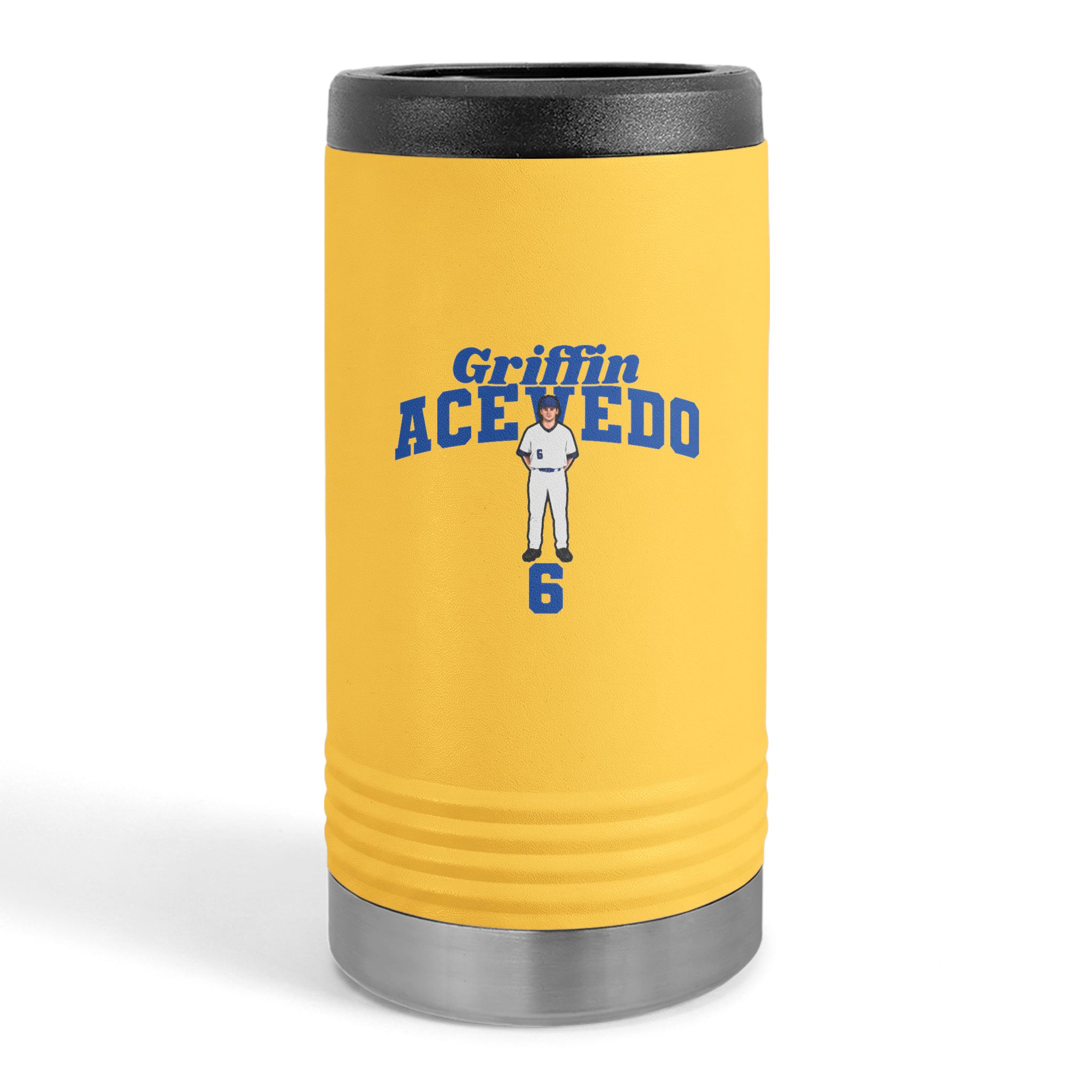 Slim Stainless Can Cooler — character_signature_arch in Yellow