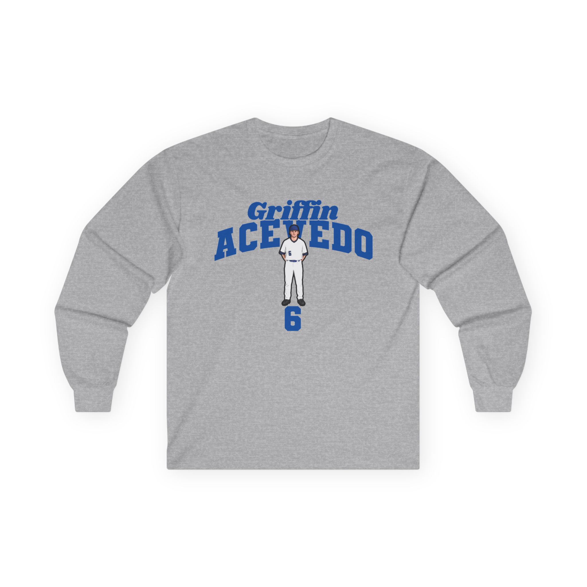 Long Sleeve Tee — character_signature_arch in Grey