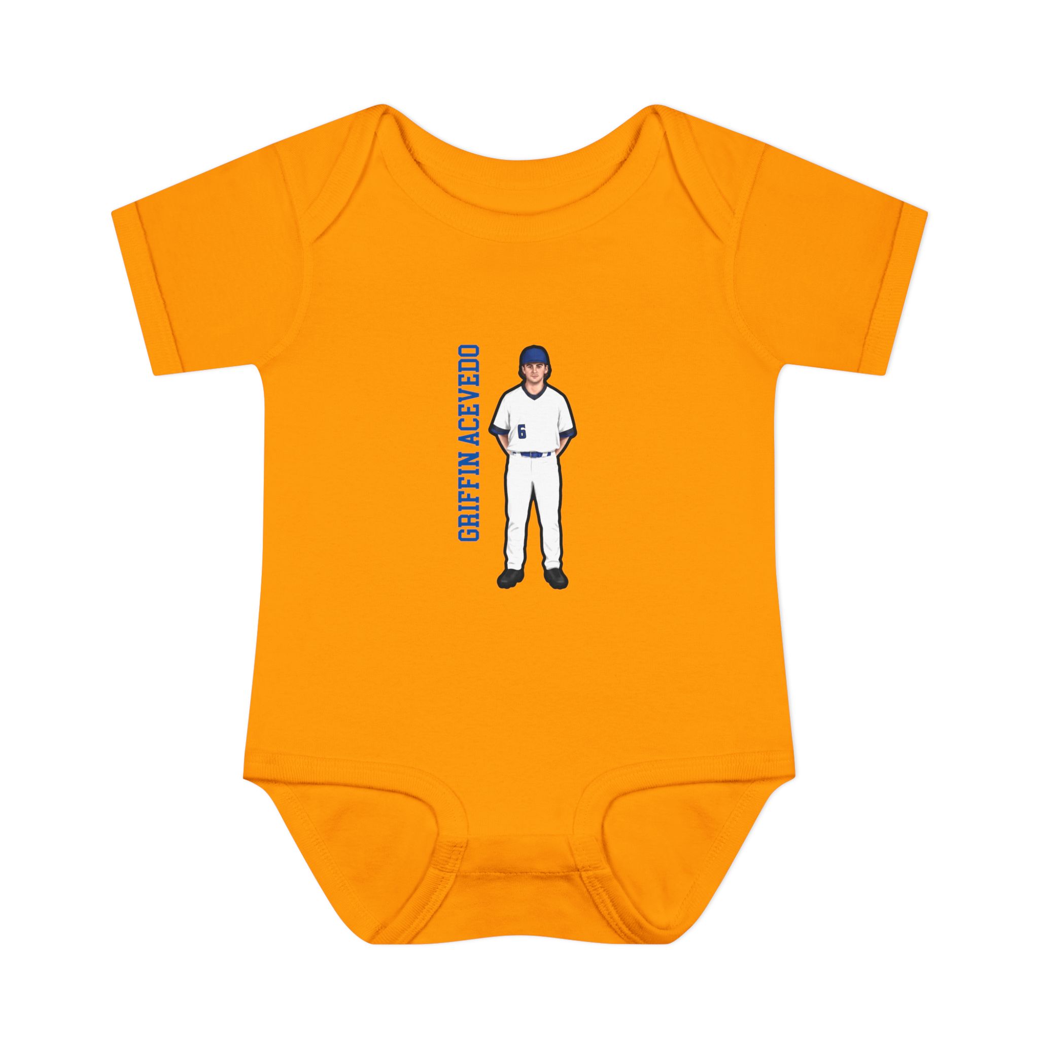 Baby Onesie — character_name_vertical in Gold