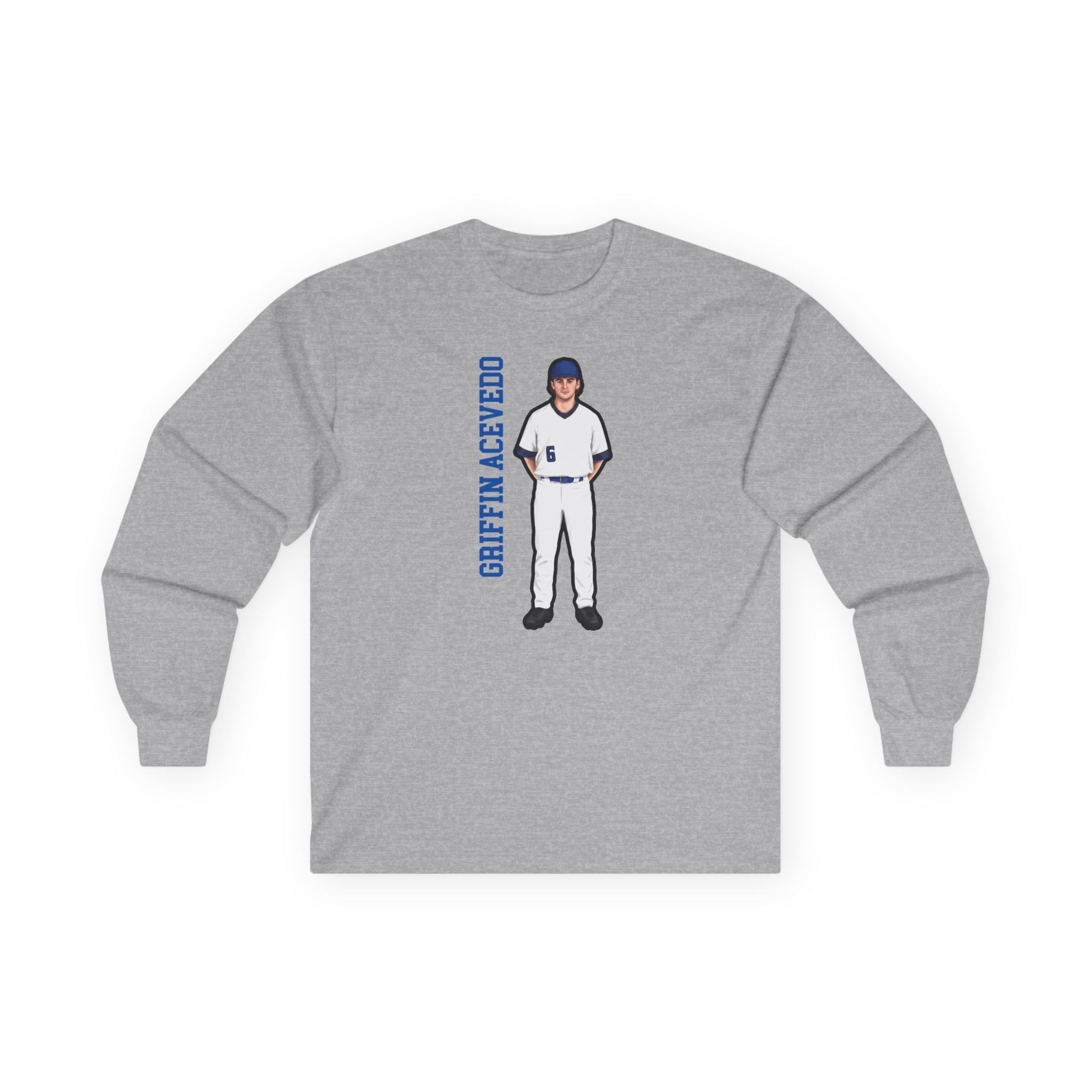 Long Sleeve Tee — character_name_vertical in Grey