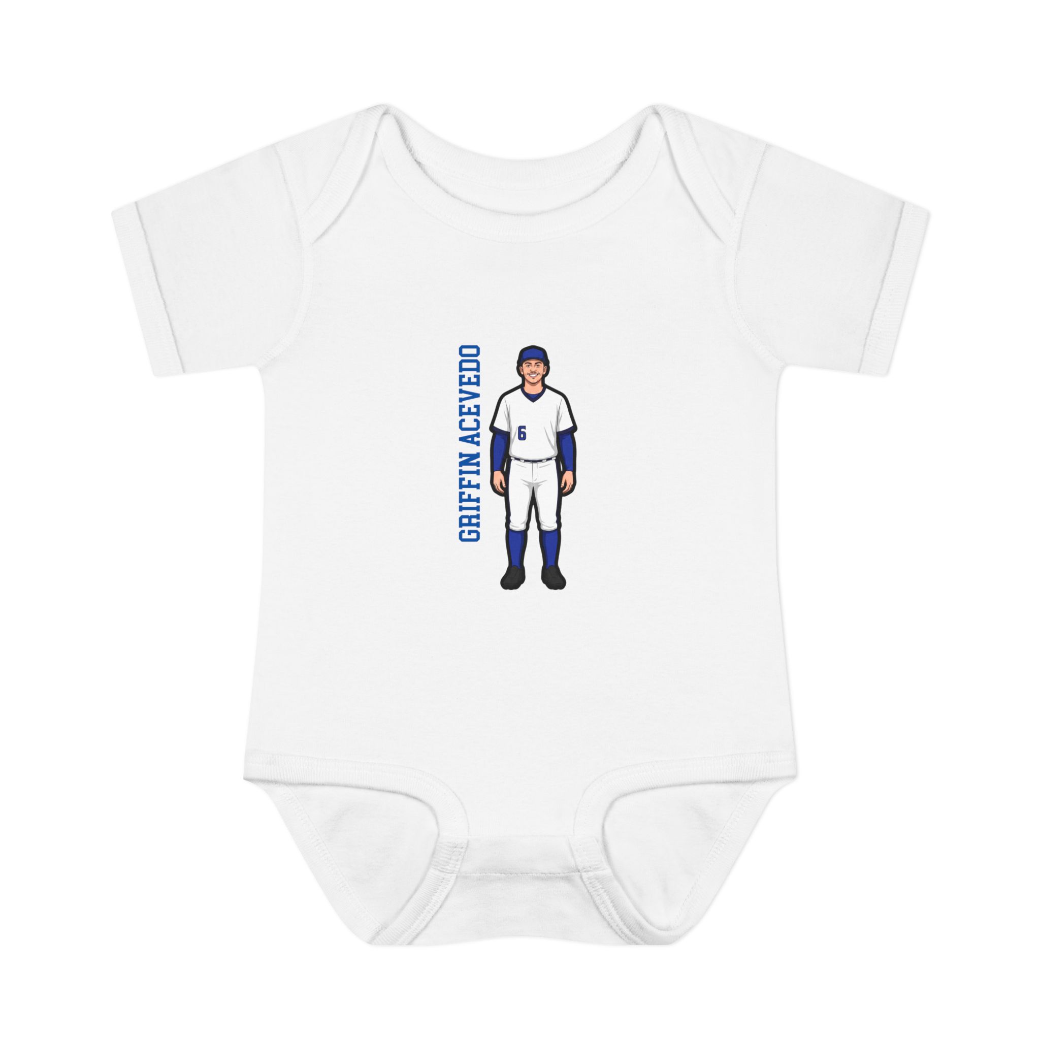 Baby Onesie — character_name_vertical in White