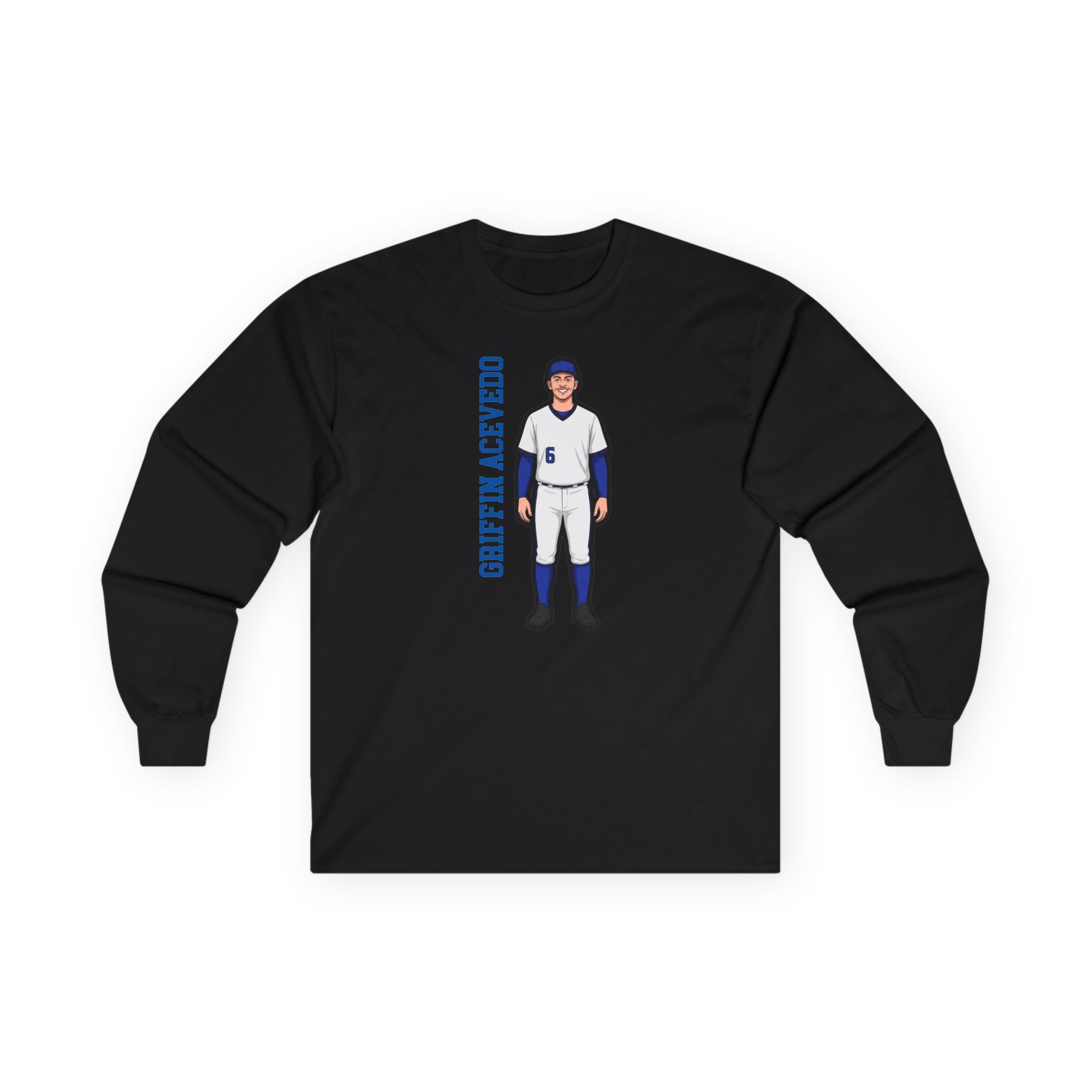 Long Sleeve Tee — character_name_vertical in Black