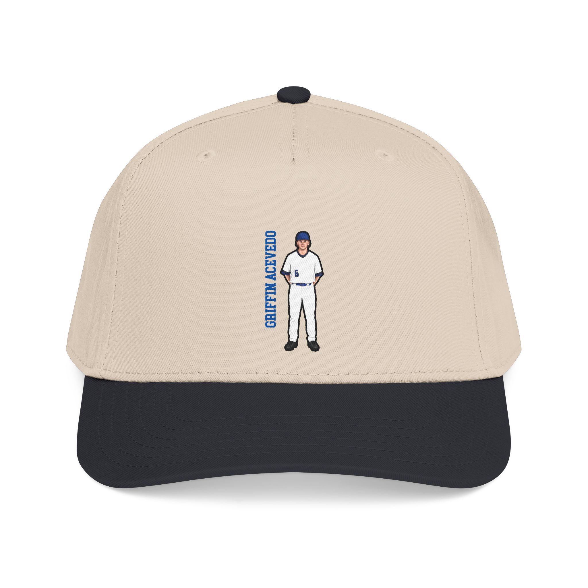 Baseball Cap — character_name_vertical in Black / Natural