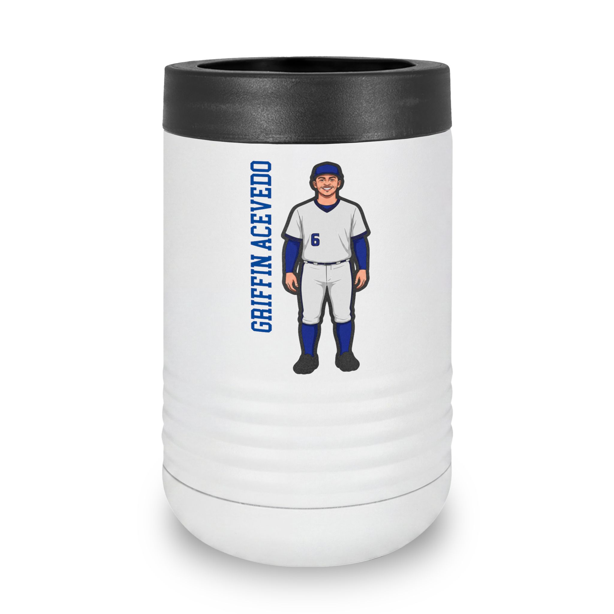 Stainless Can Cooler — character_name_vertical in White