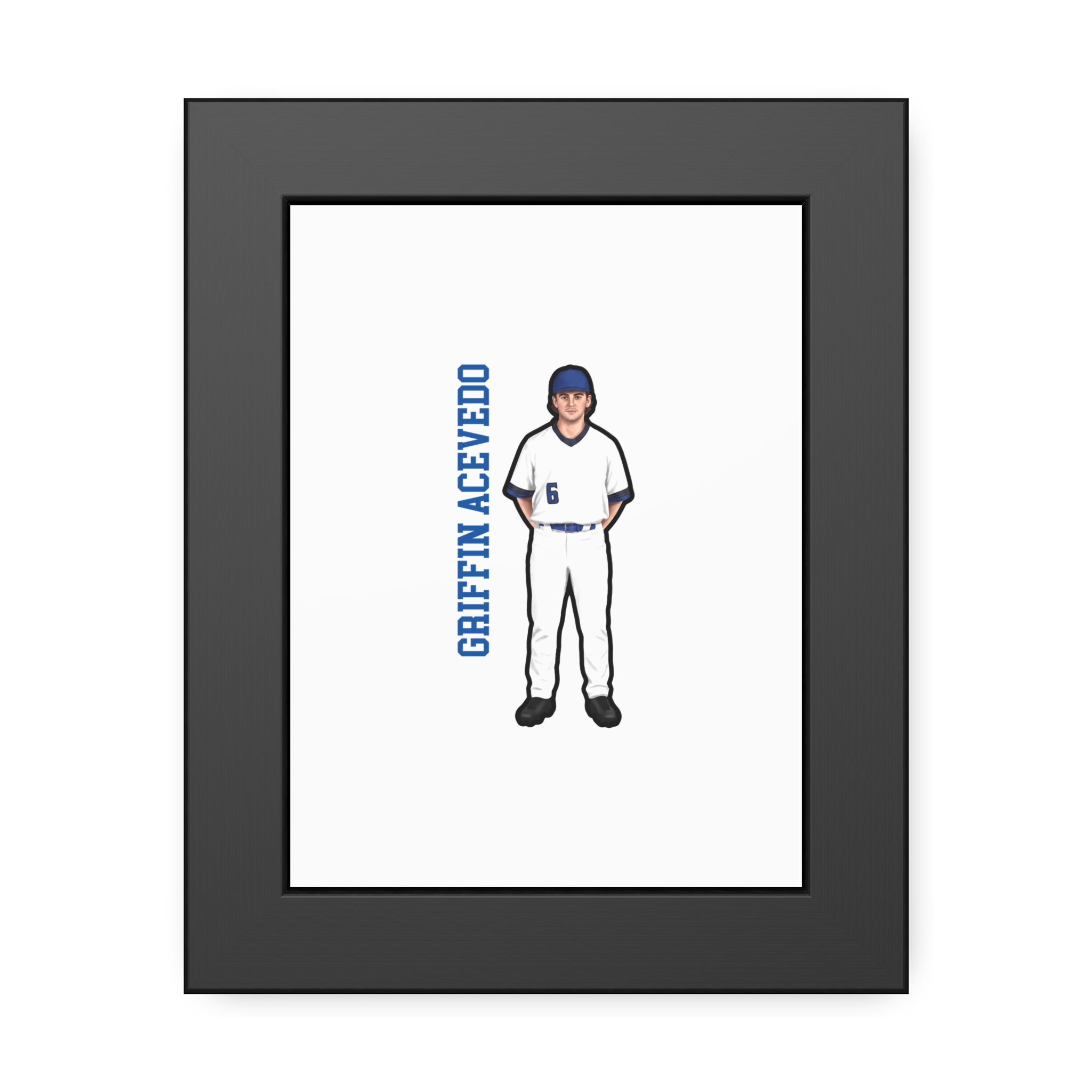 Framed Poster — character_name_vertical in Black