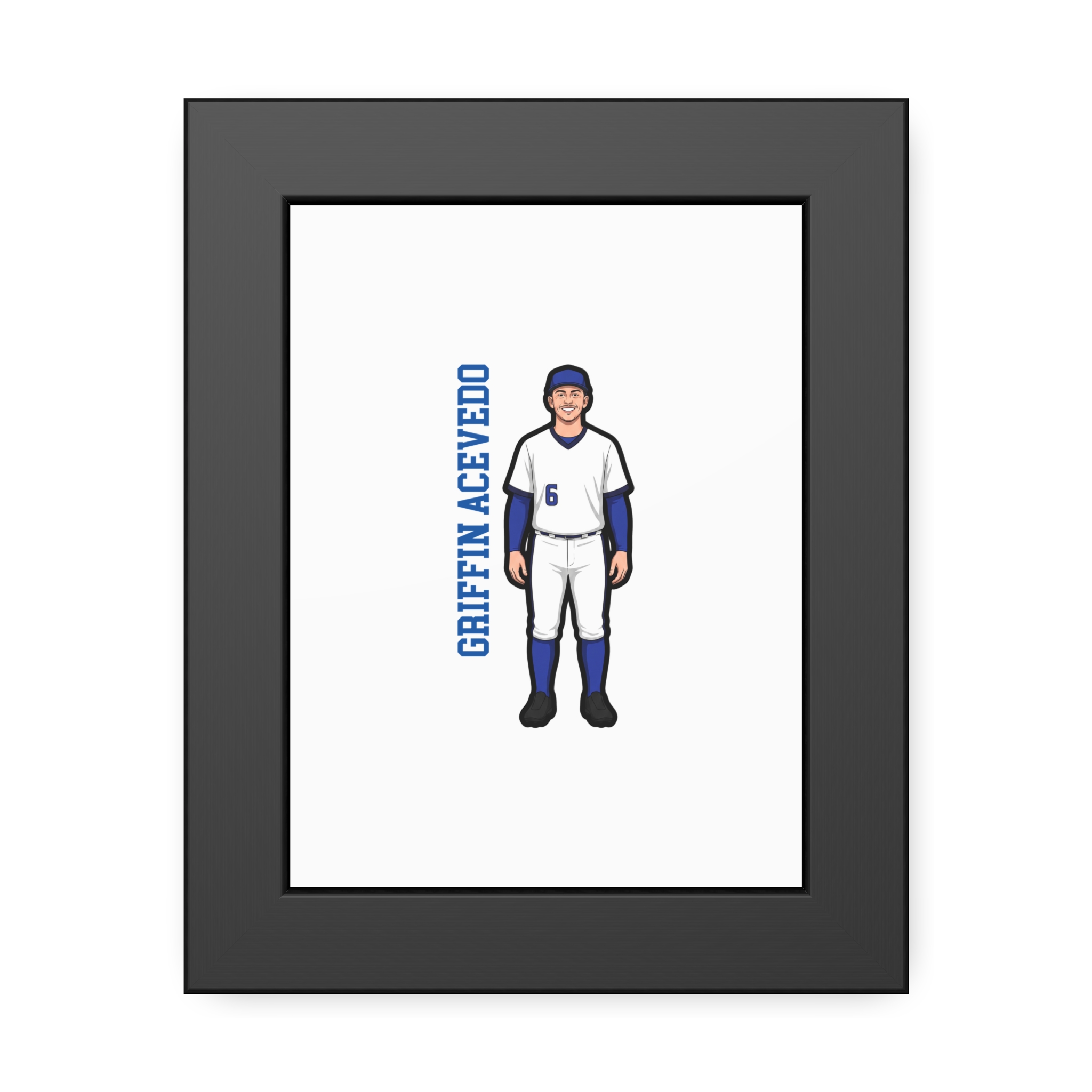 Framed Poster — character_name_vertical in Black