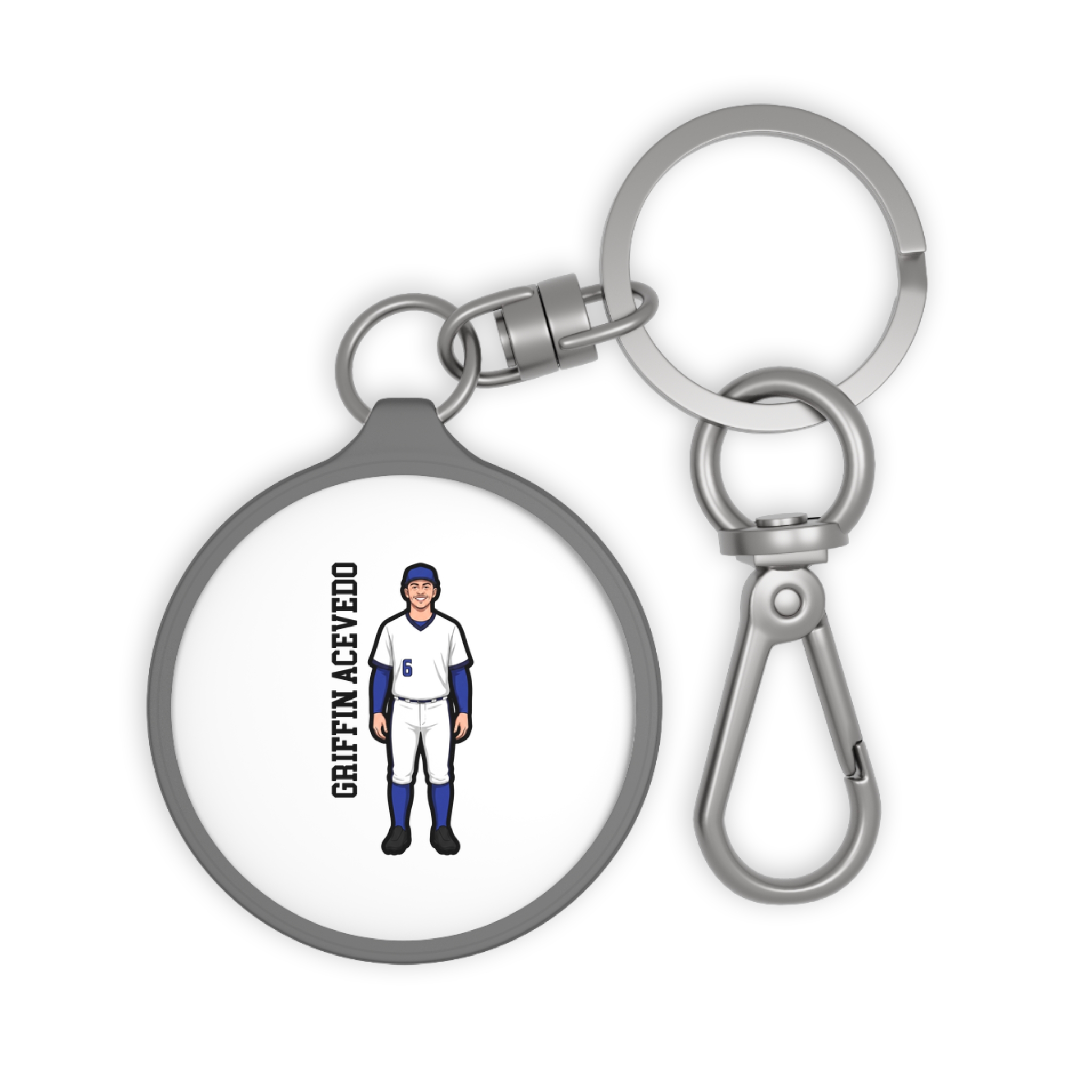Keychain — character_name_vertical in Grey