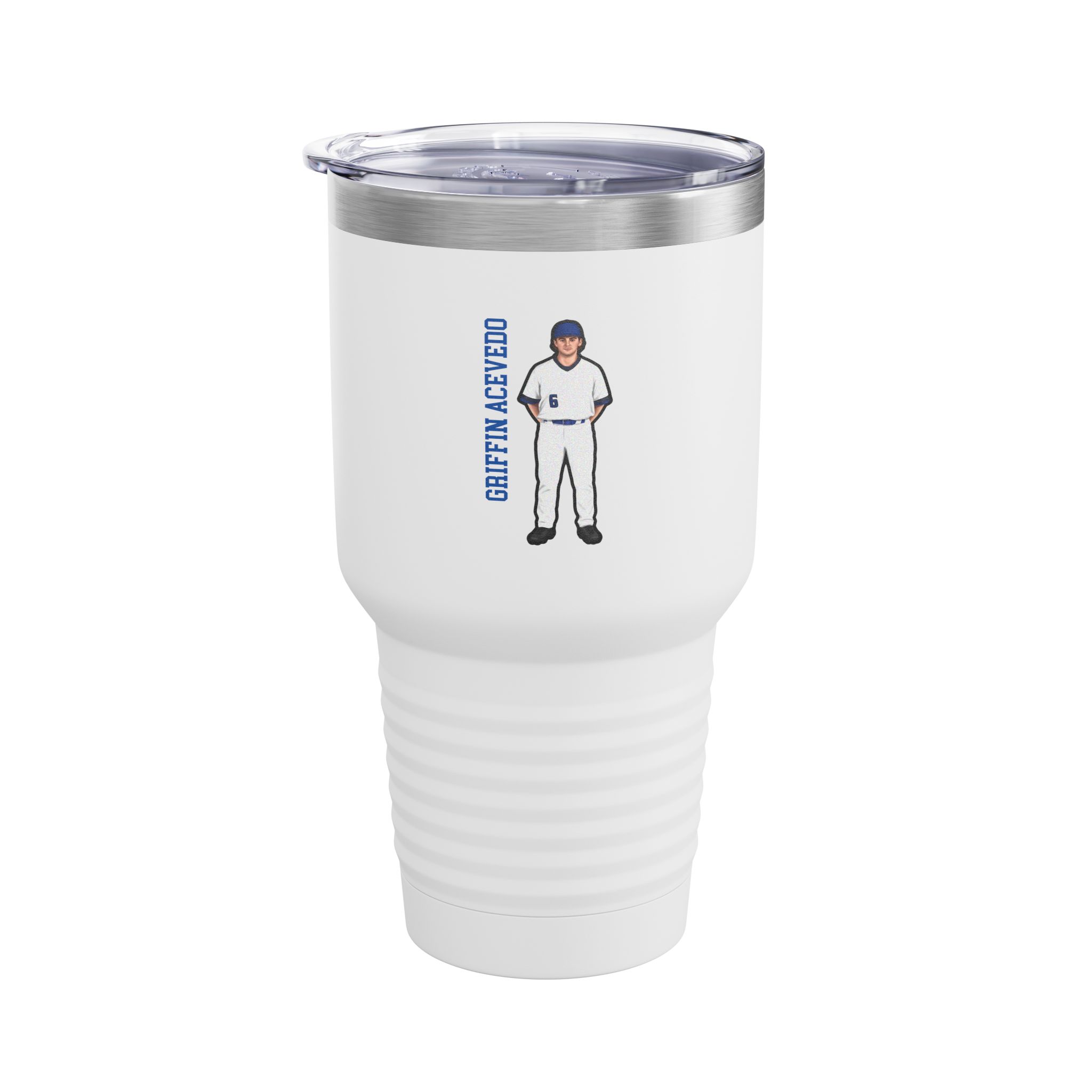 30oz Tumbler — character_name_vertical in White