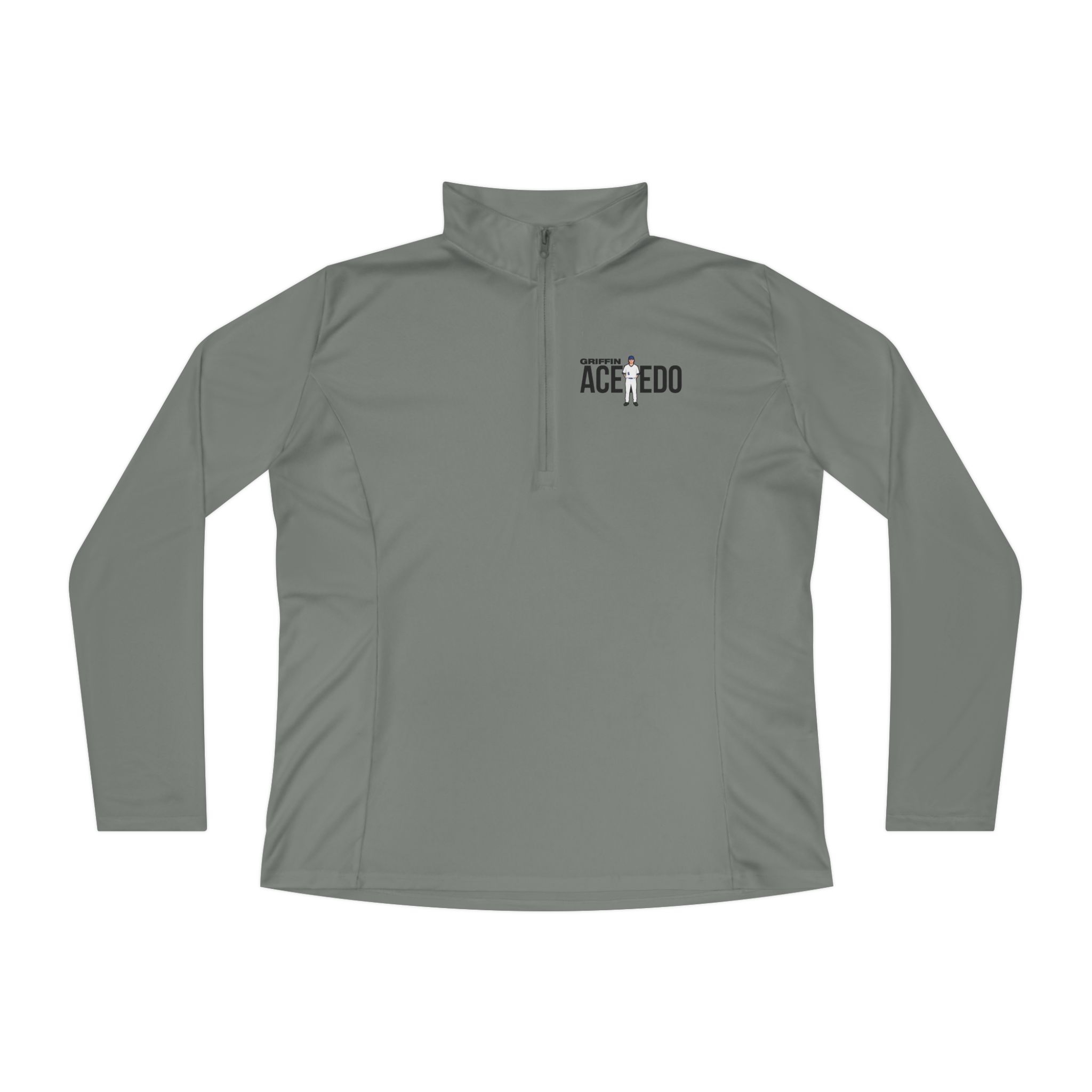 Women's Q-Zip Pullover — character_player_name in Grey