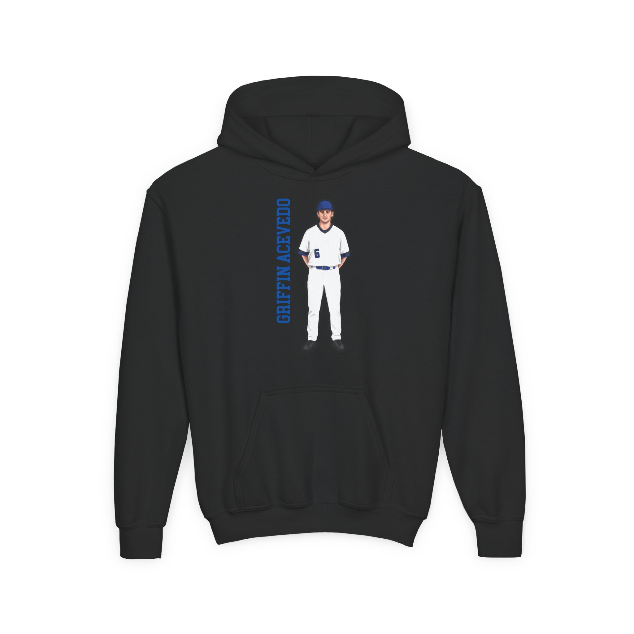 Youth Hoodie — character_name_vertical in Black