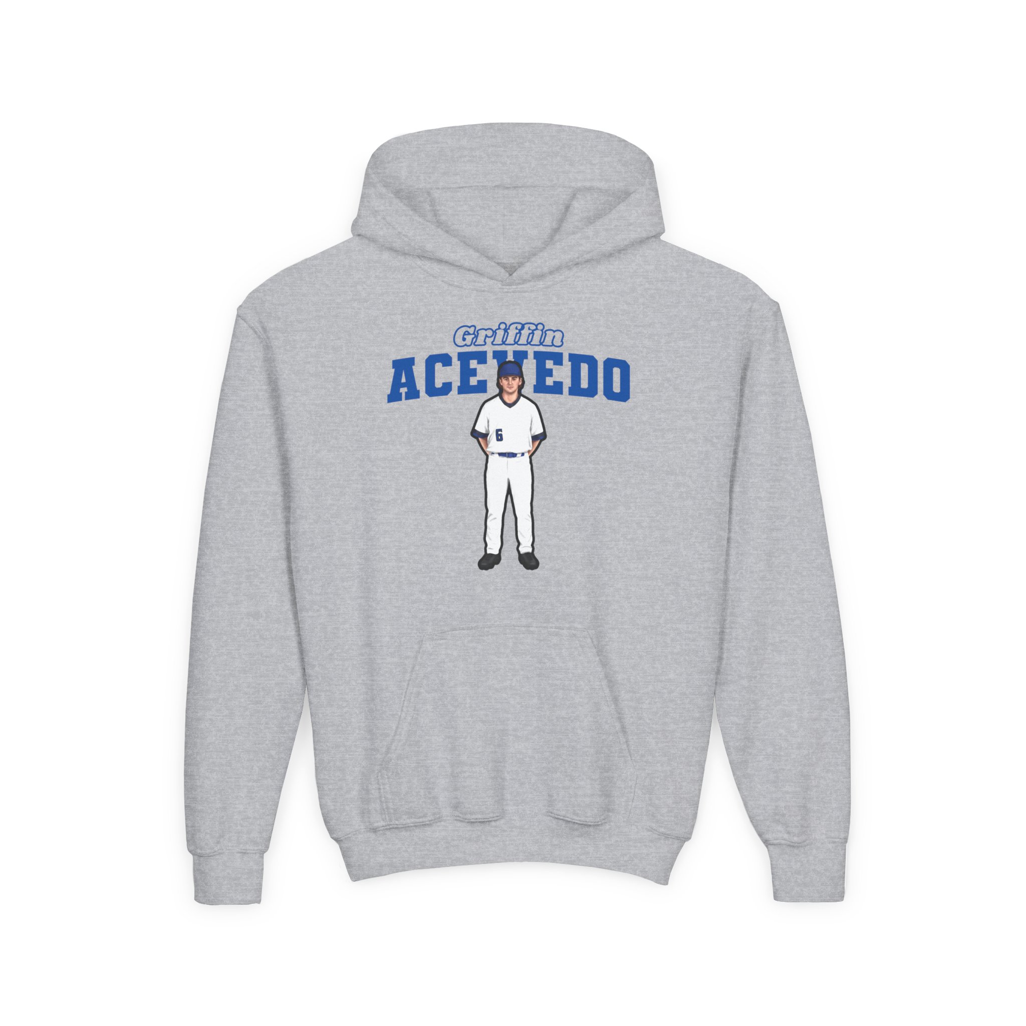 Youth Hoodie — character_name_arch in Grey