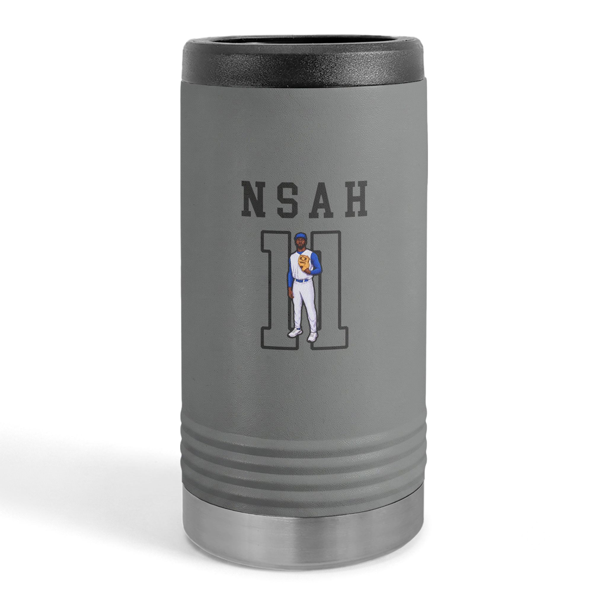 Slim Stainless Can Cooler — character_shirsey in Grey