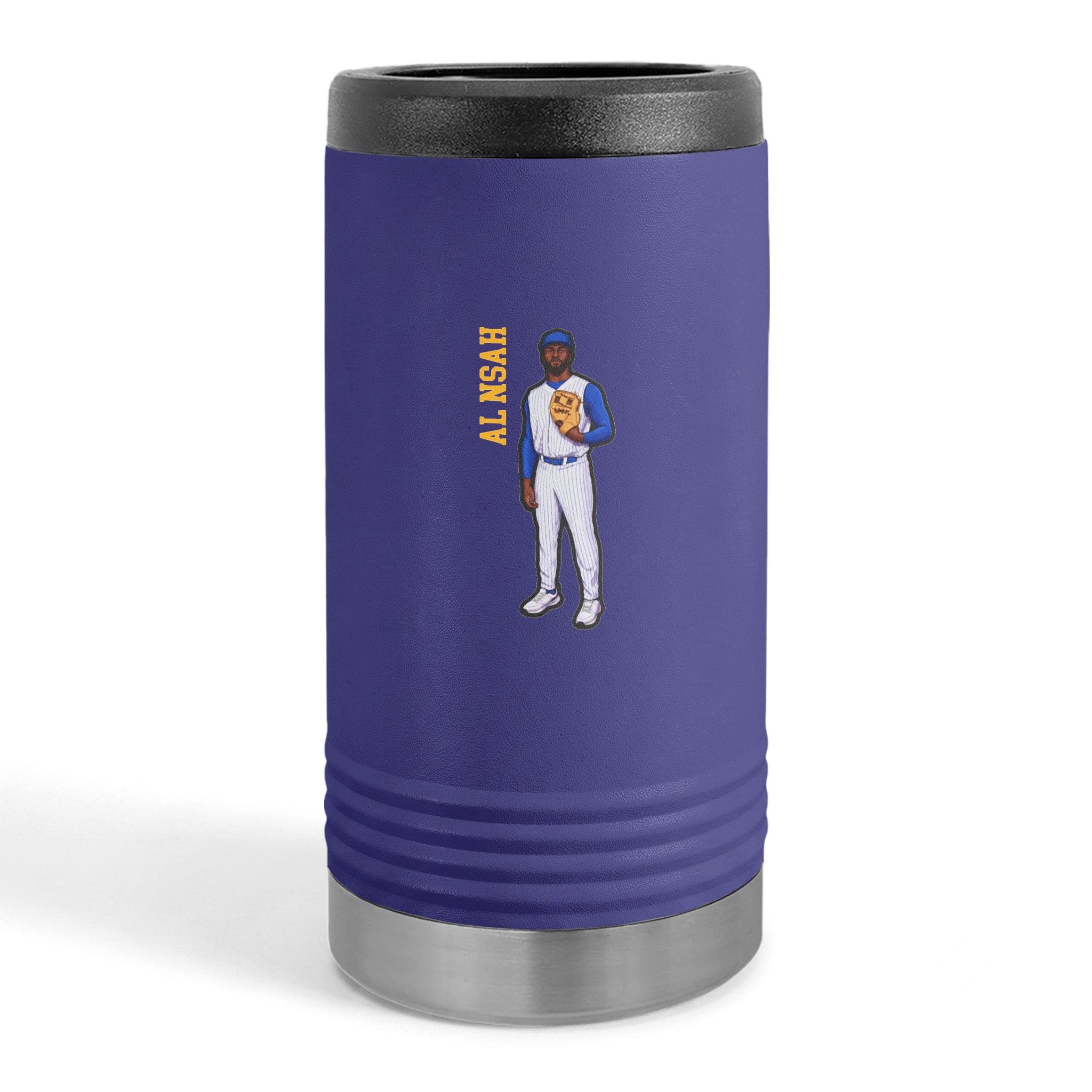 Slim Stainless Can Cooler — character_name_vertical in Purple