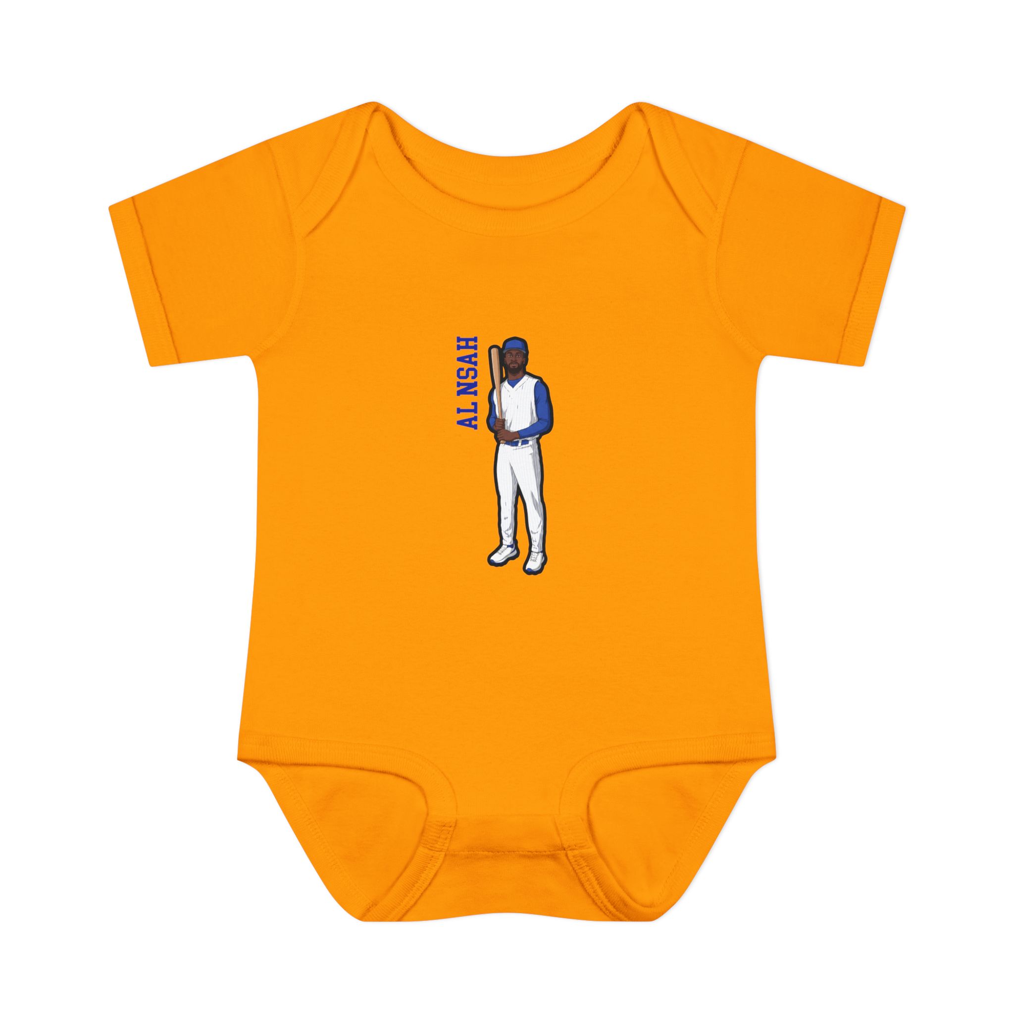 Baby Onesie — character_name_vertical in Gold