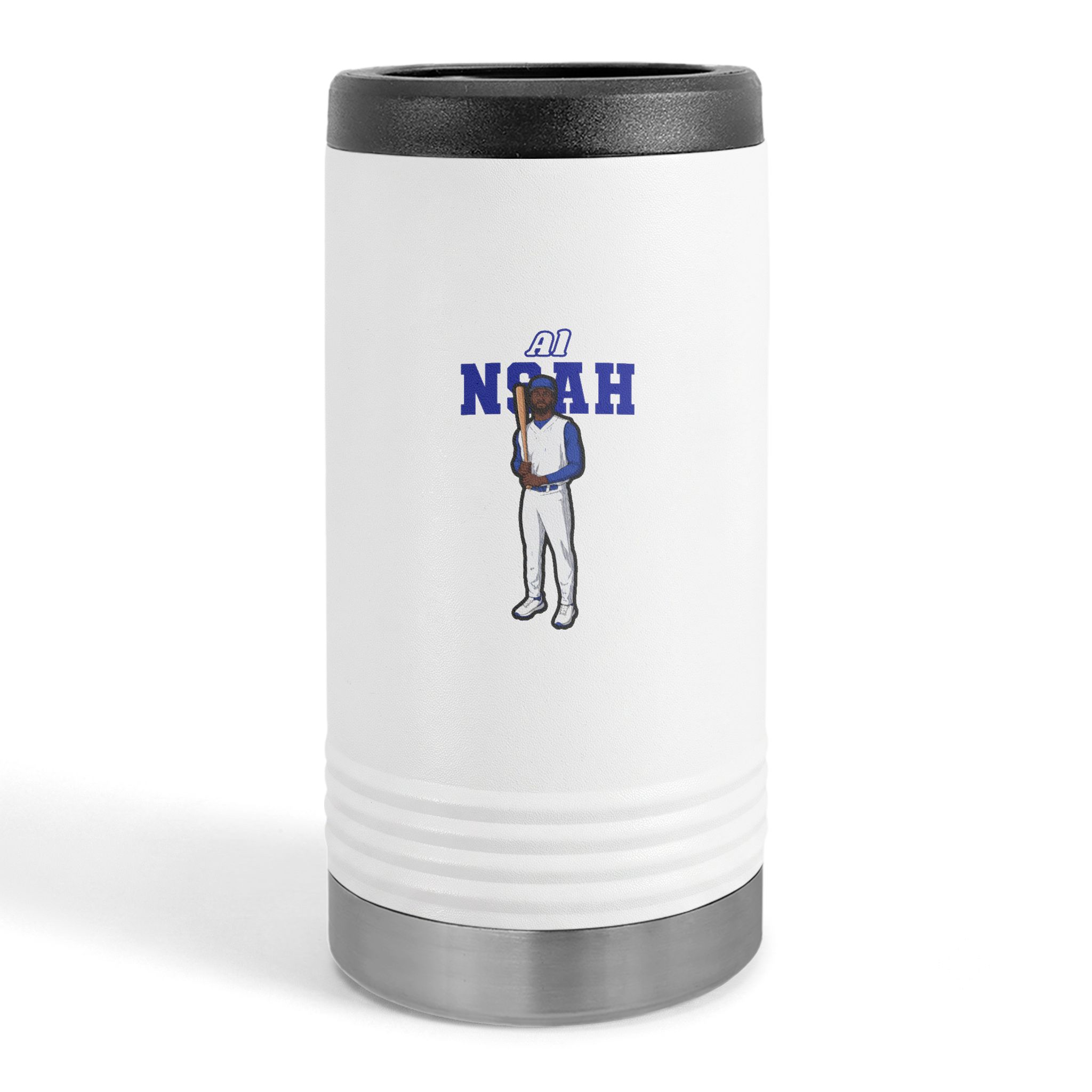 Slim Stainless Can Cooler — character_name_arch in White