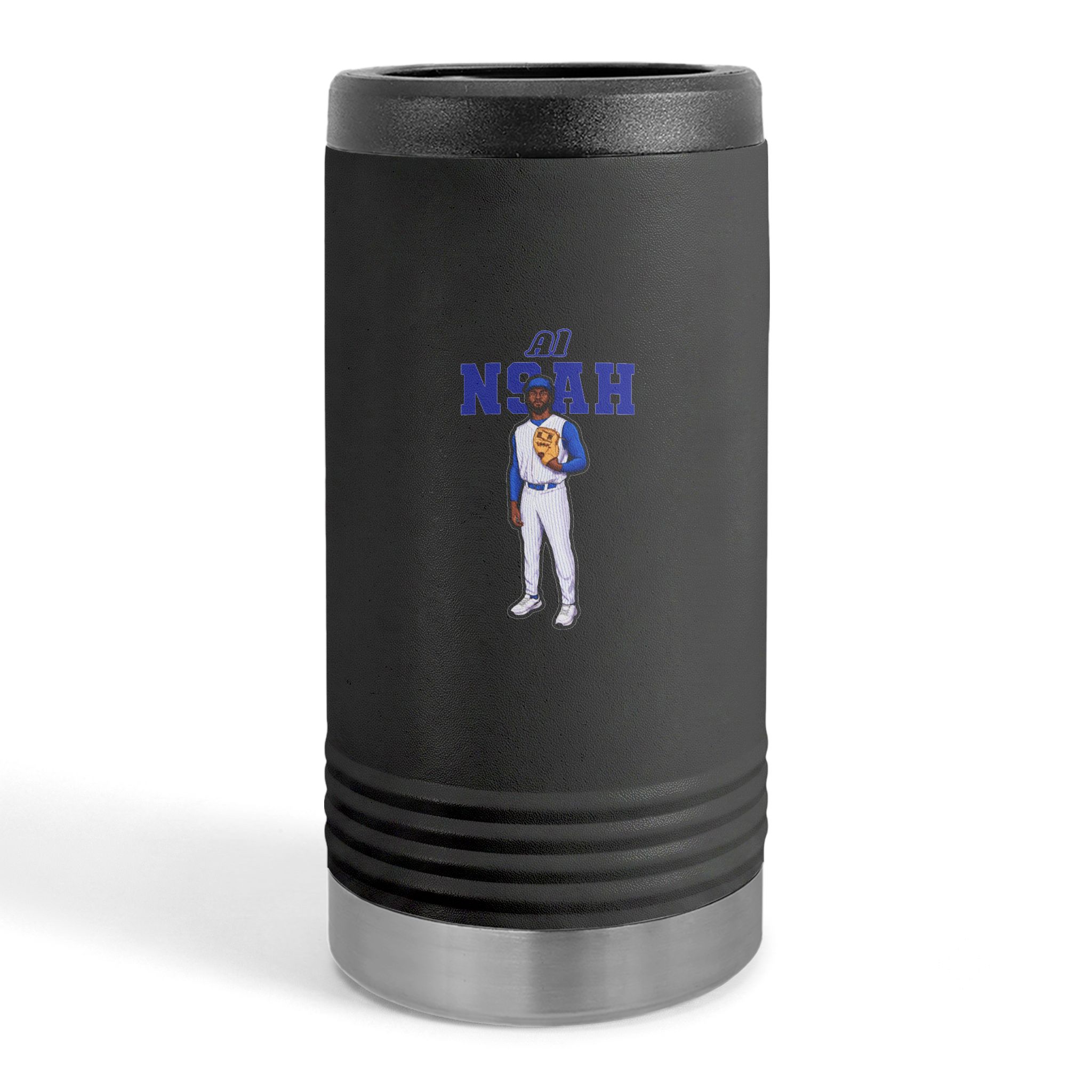 Slim Stainless Can Cooler — character_name_arch in Black