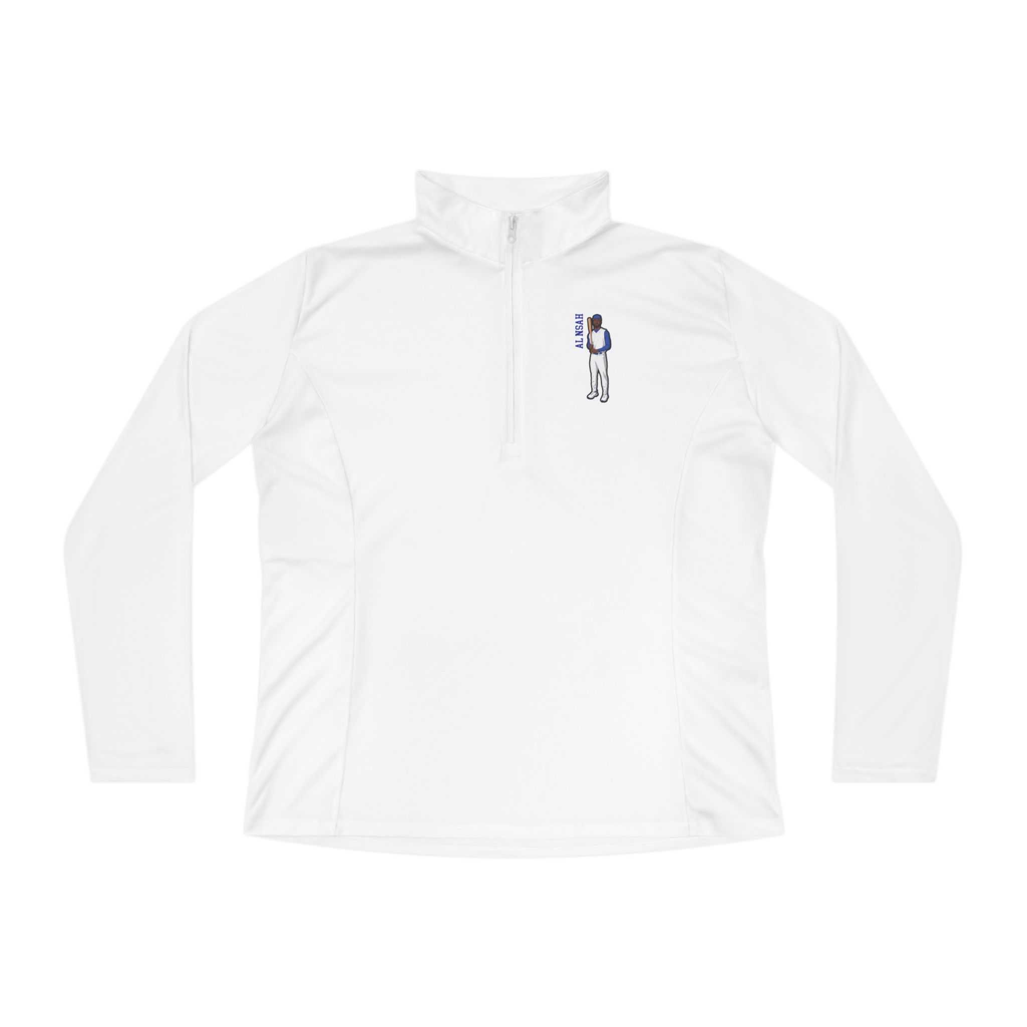 Women's Q-Zip Pullover — character_name_vertical in White