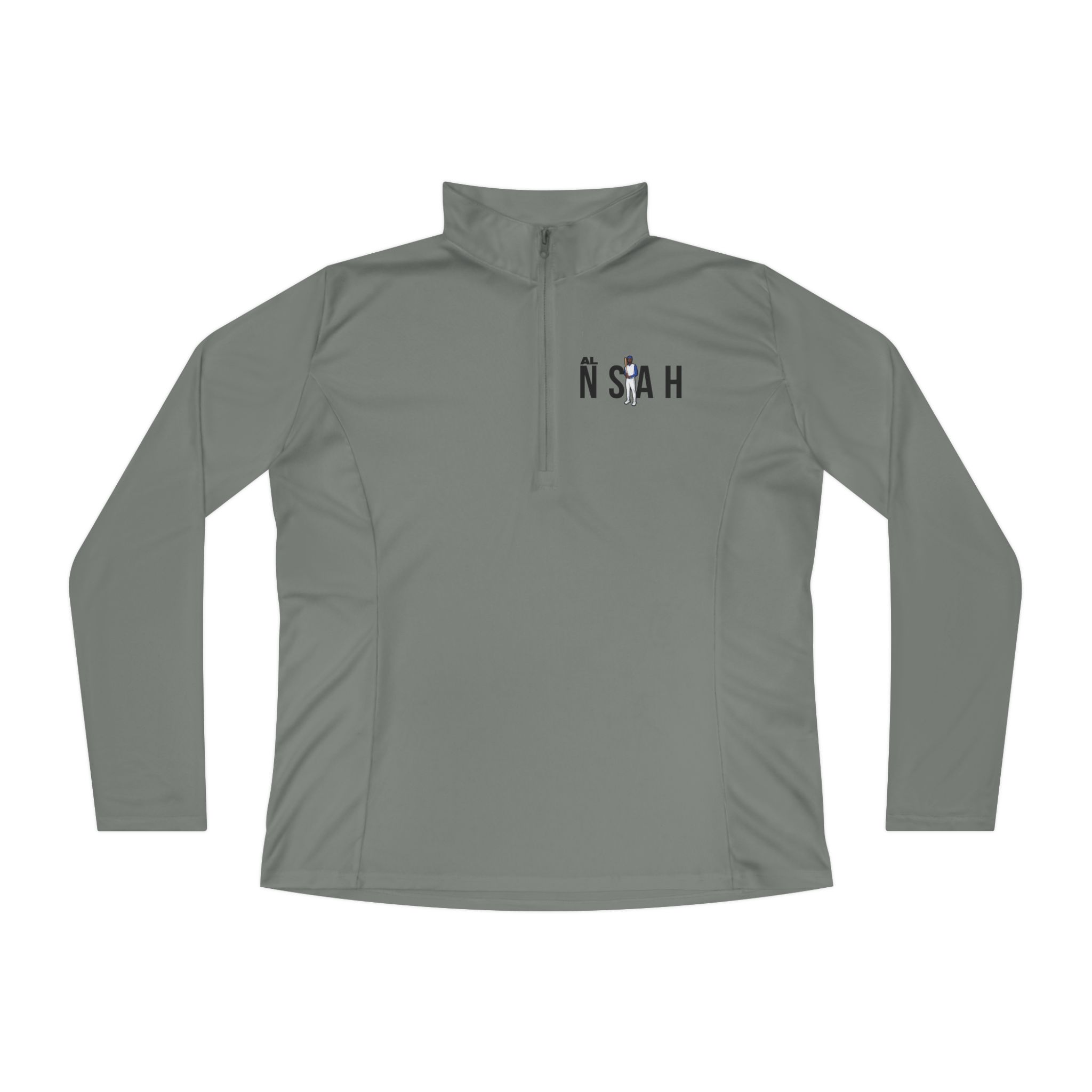 Women's Q-Zip Pullover — character_player_name in Grey