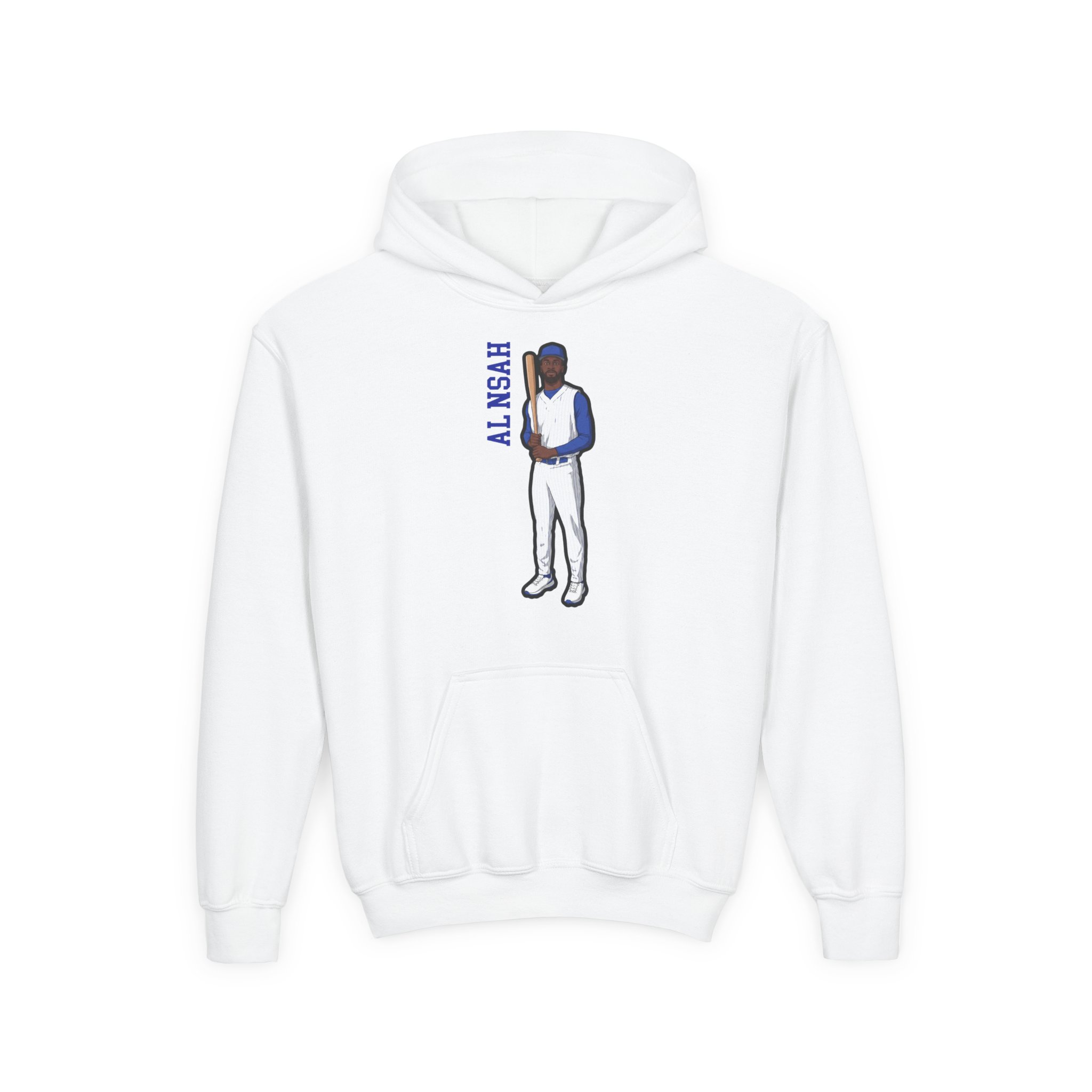 Youth Hoodie — character_name_vertical in White