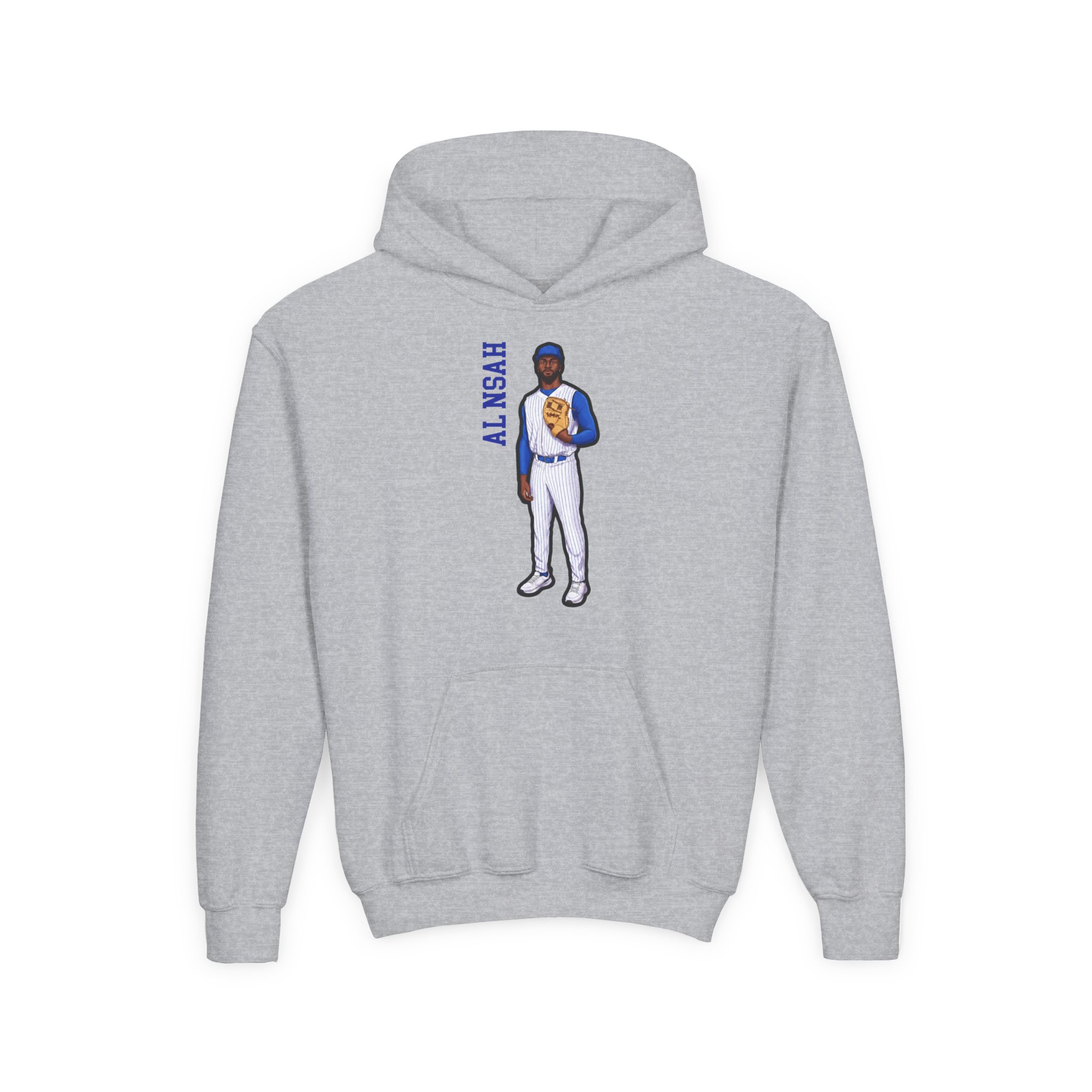 Youth Hoodie — character_name_vertical in Grey