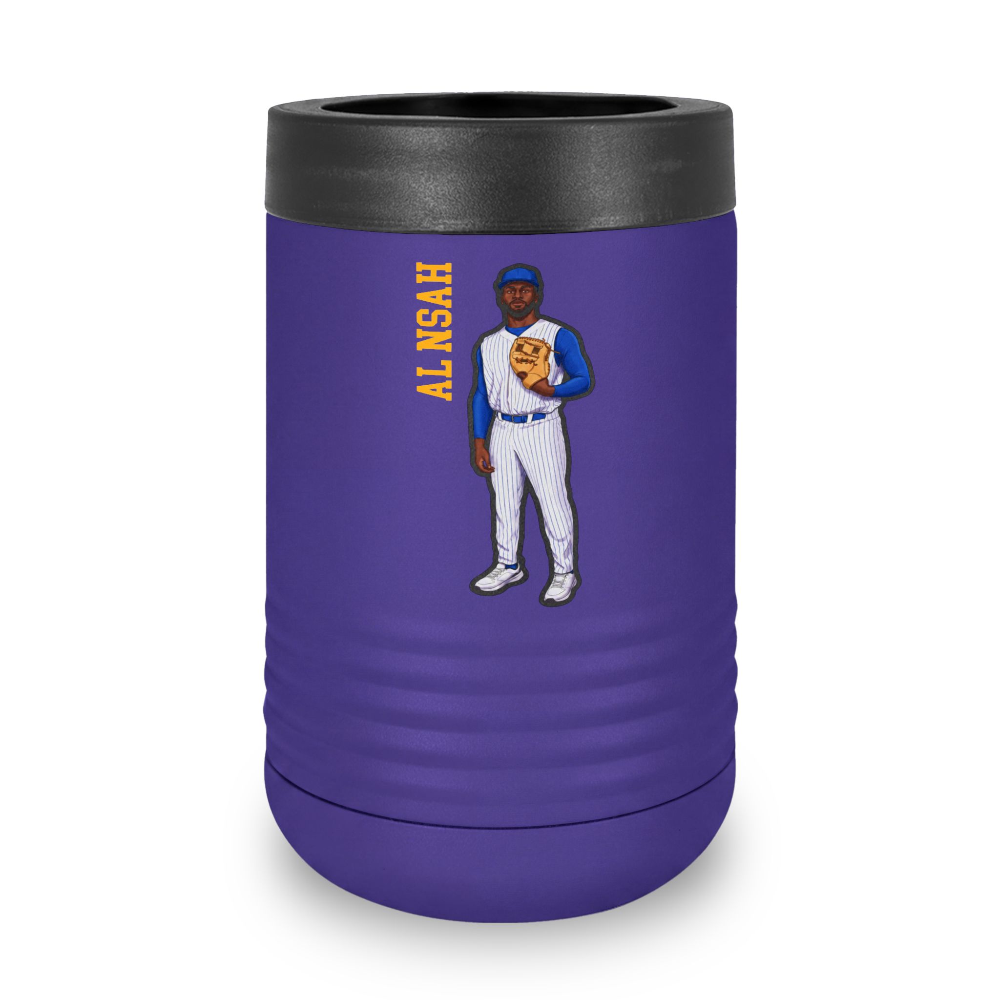 Stainless Can Cooler — character_name_vertical in Purple